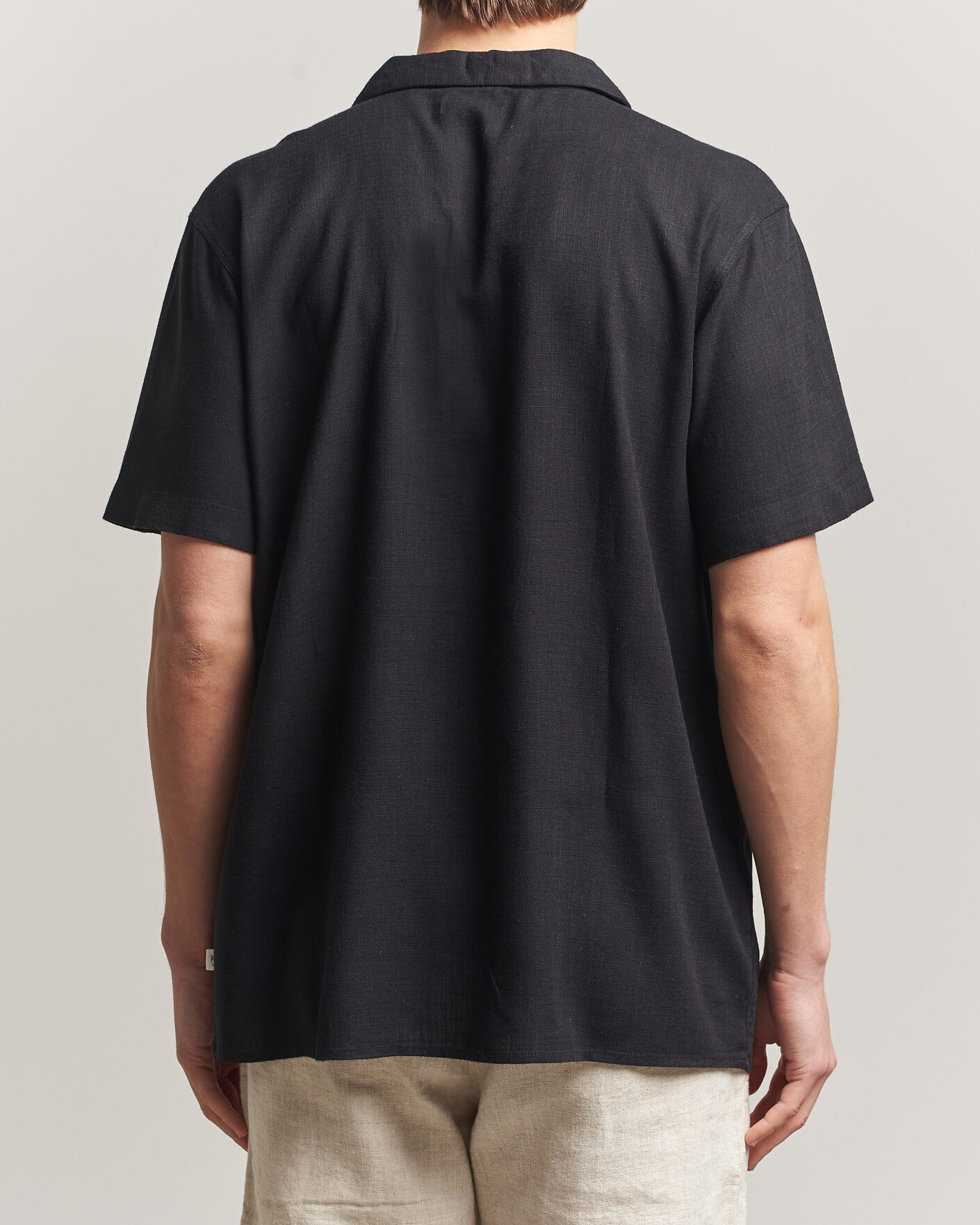 Men | Shirts | KnowledgeCotton Apparel | Linen/Lyocell Resort Shirt Black