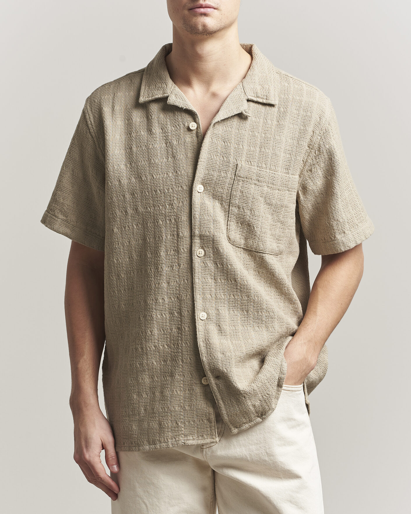 Men | Shirts | KnowledgeCotton Apparel | Structured Cotton Dobby Shirt Twill