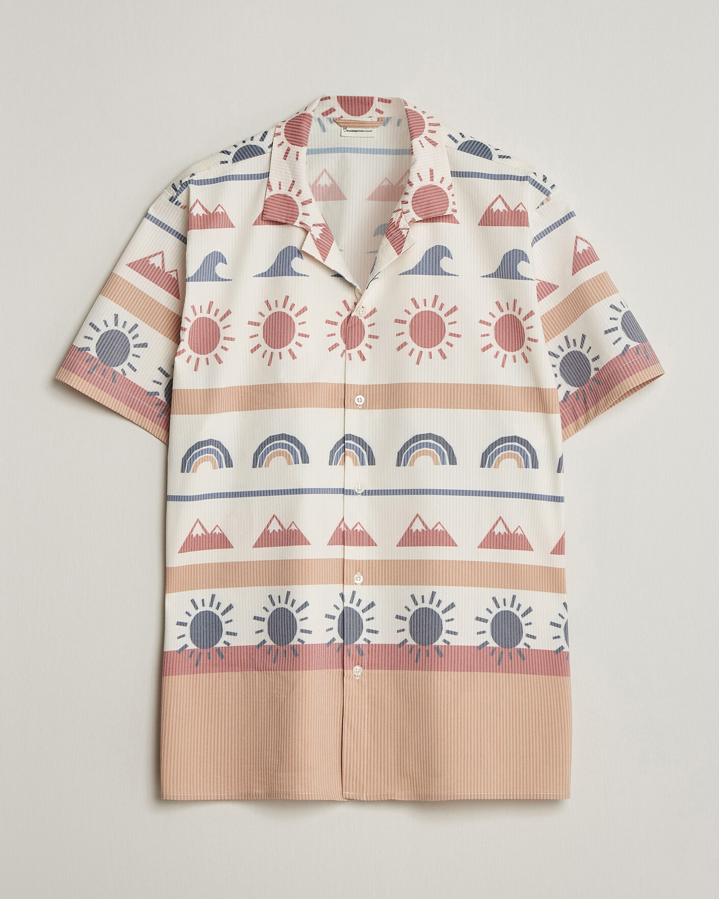 Men | Shirts | KnowledgeCotton Apparel | Relaxed Printed AOP Short Sleeve Shirt Multi