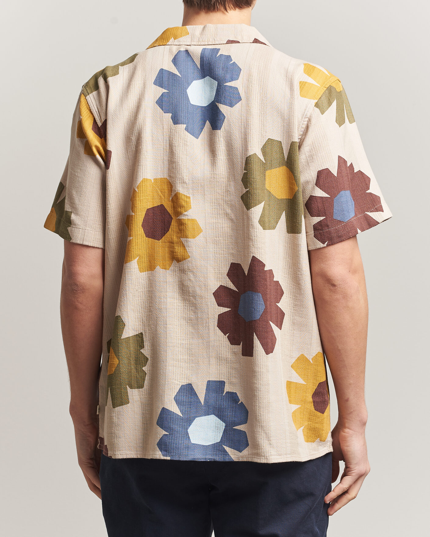 Men | Shirts | KnowledgeCotton Apparel | Relaxed Printed Cotton Short Sleeve Shirt Multi