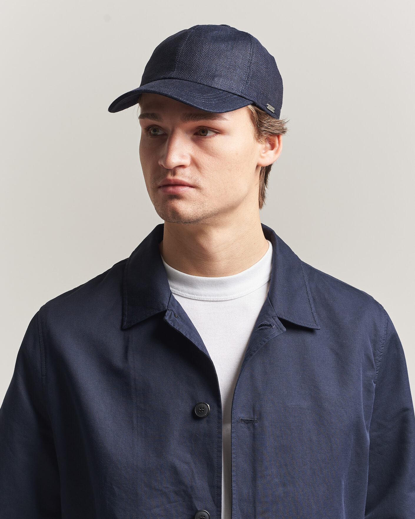 Men | Hats & Caps | Wigéns | Baseball Linen Herringbone Cap Navy