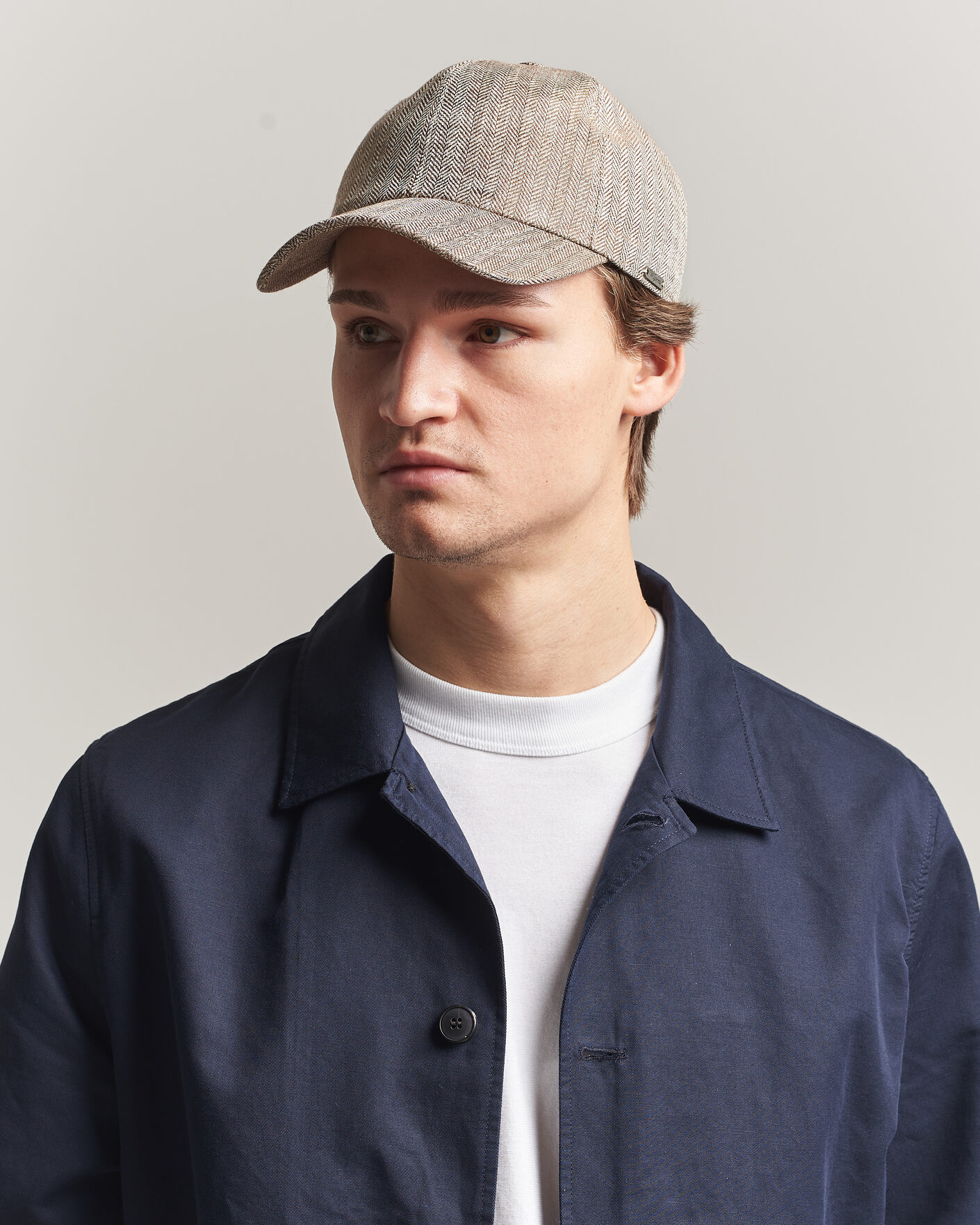 Wigéns Baseball Linen Herringbone Cap Brown at CareOfCarl.com