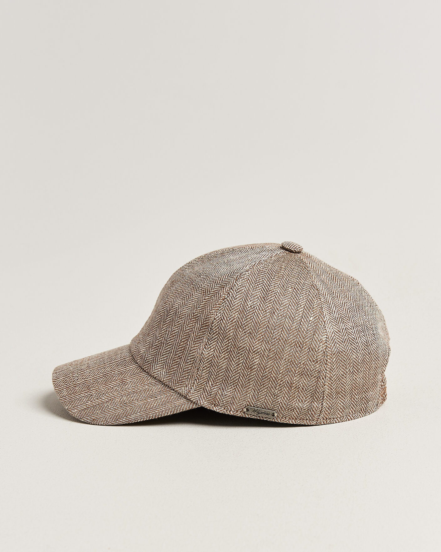 Men | Hats & Caps | Wigéns | Baseball Linen Herringbone Cap Brown