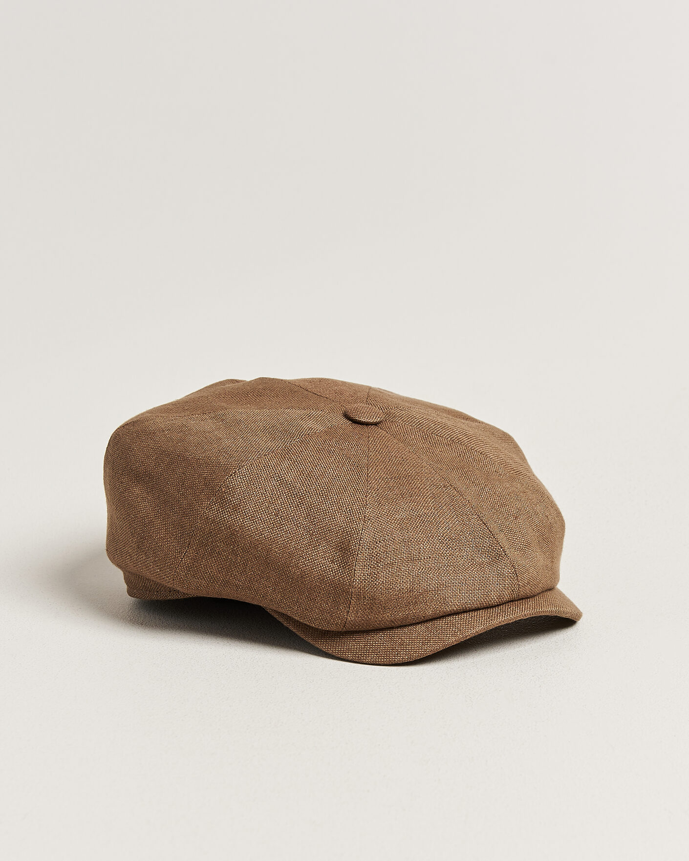 Men | Hats & Caps | Wigéns | Newsboy Retro Hopsack Linen Cap Light Brown