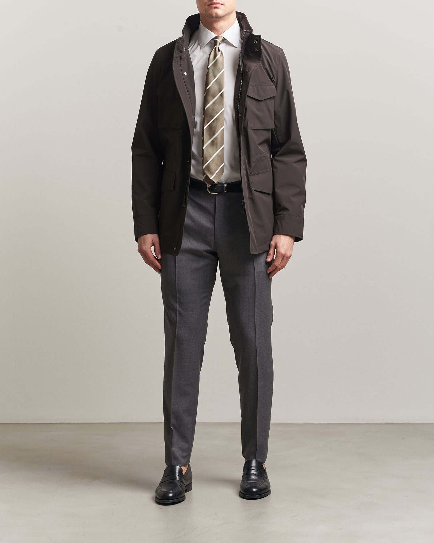 Men | Coats & Jackets | Oscar Jacobson | M65 Nylon Field Jacket Brown
