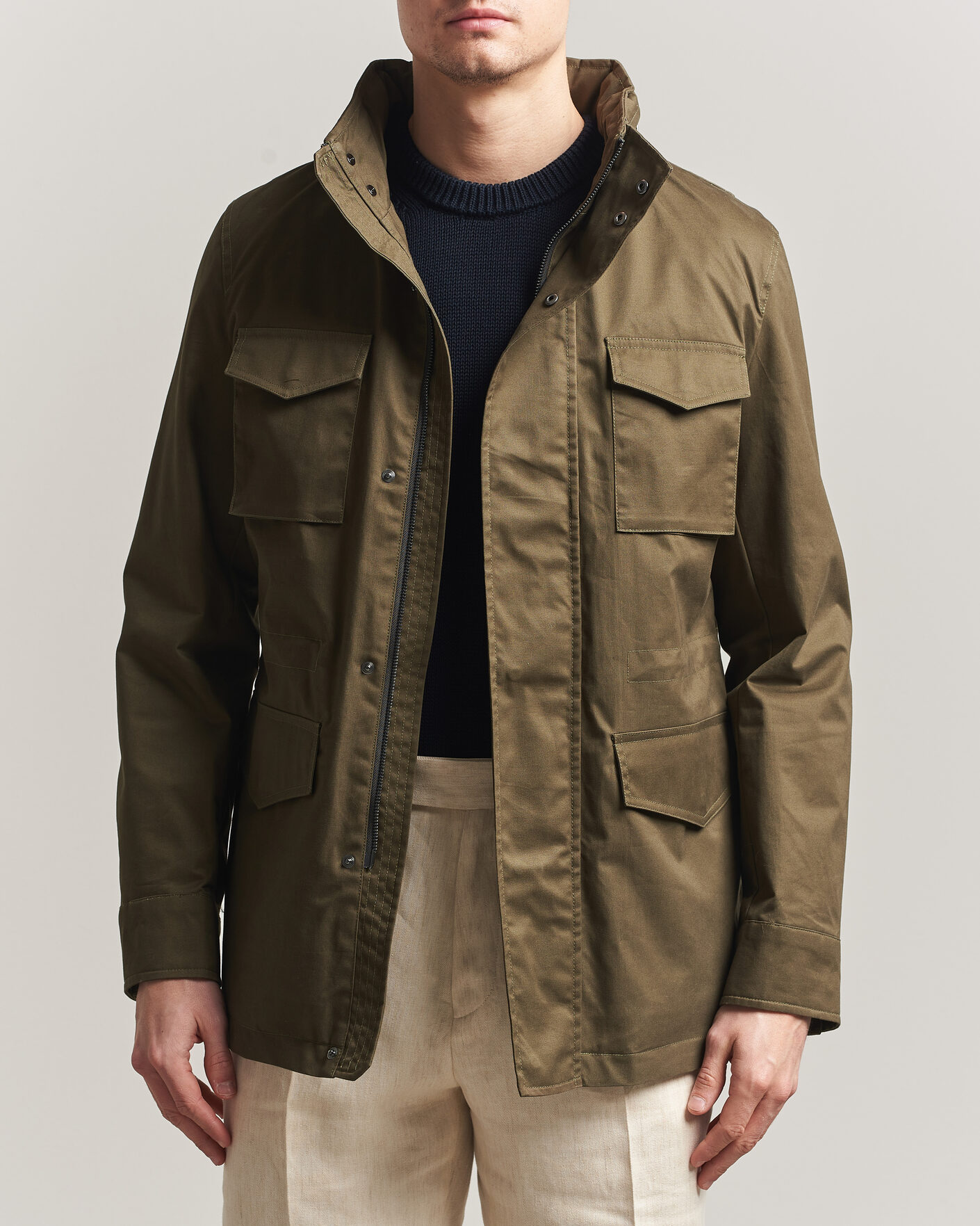 Herno Washed Cotton Field Jacket Military at CareOfCarl.com