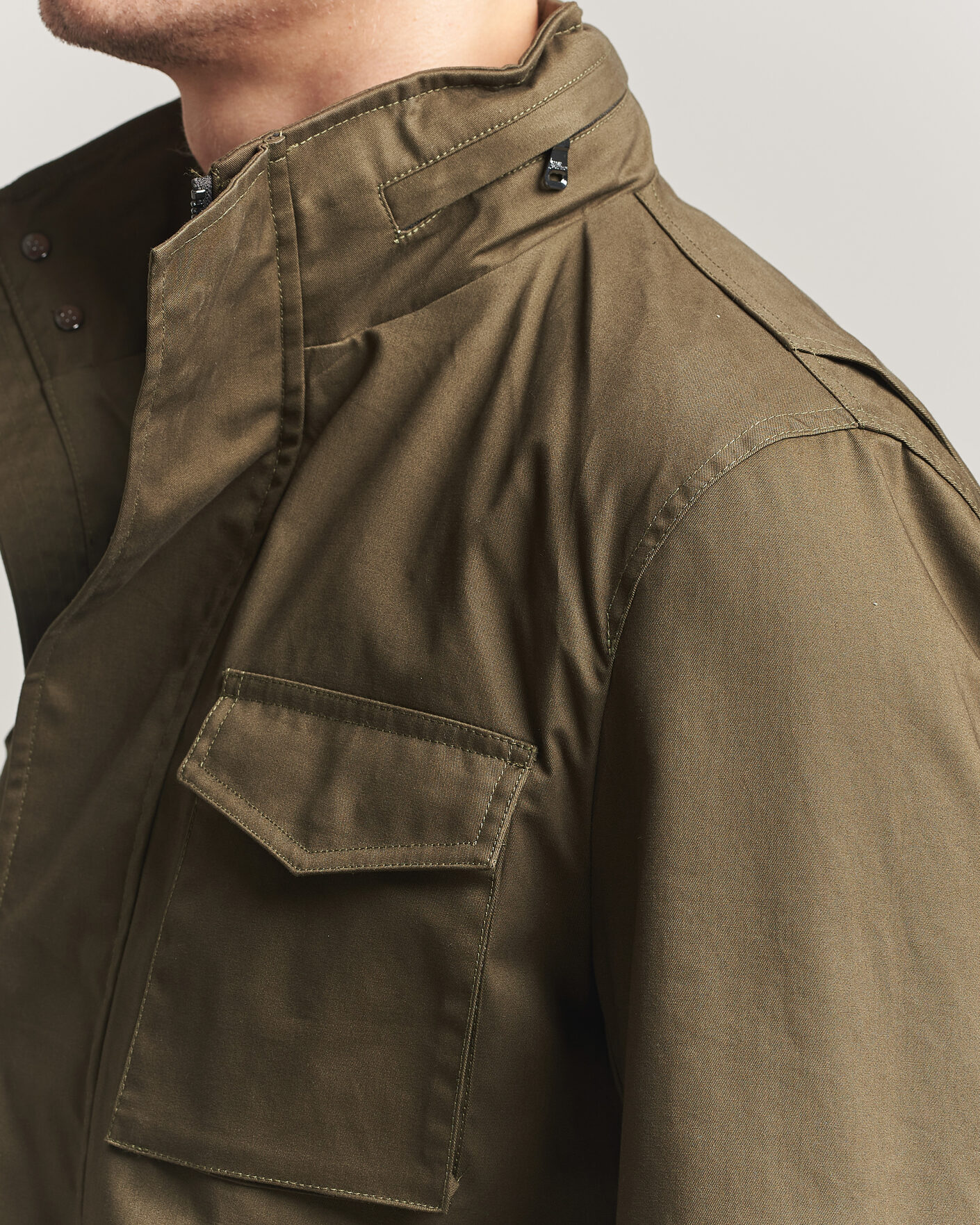 Men | Coats & Jackets | Oscar Jacobson | M65 Coated Cotton Field Jacket Olive