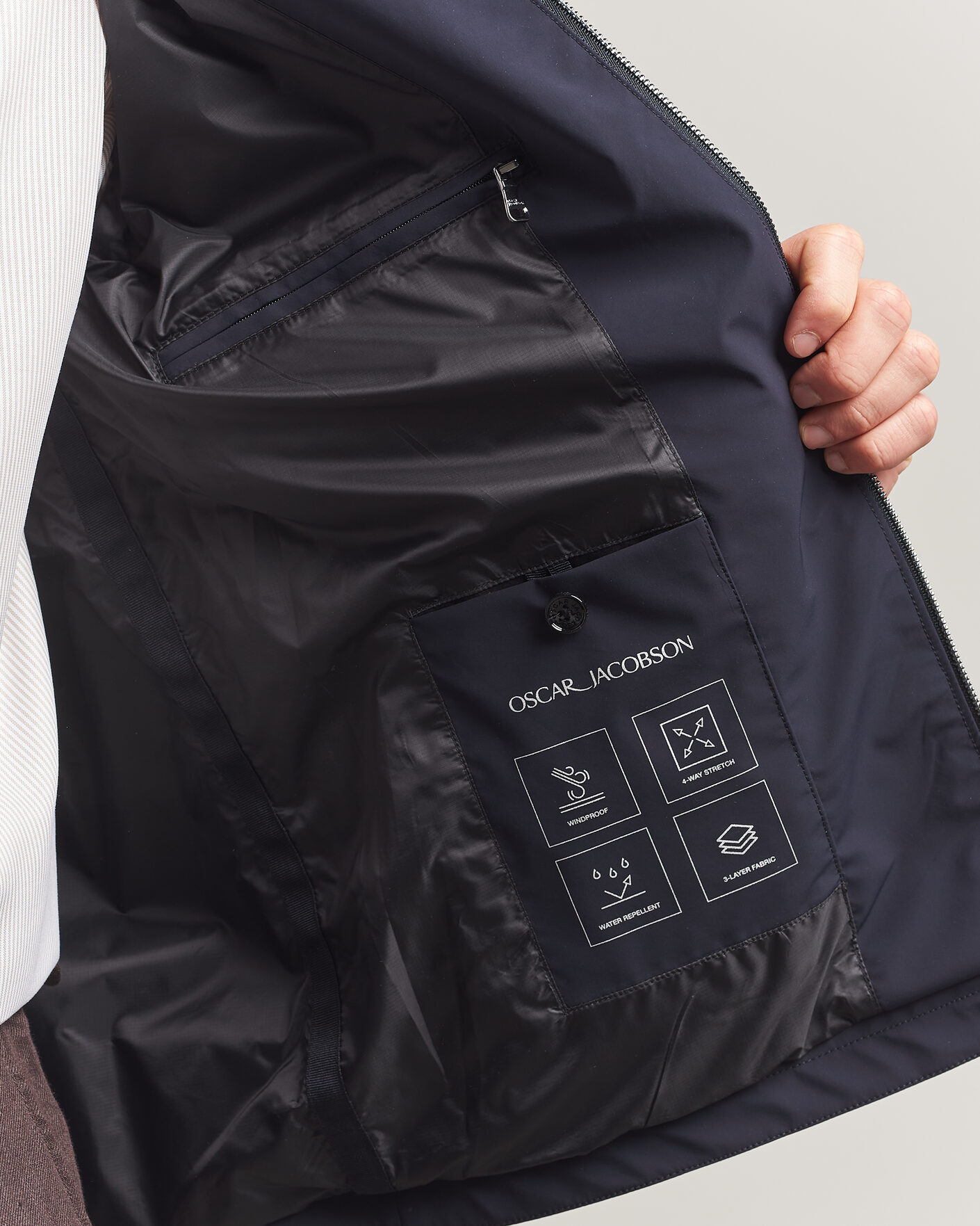 Men | Coats & Jackets | Oscar Jacobson | Light Zipped Shirt Jacket Navy