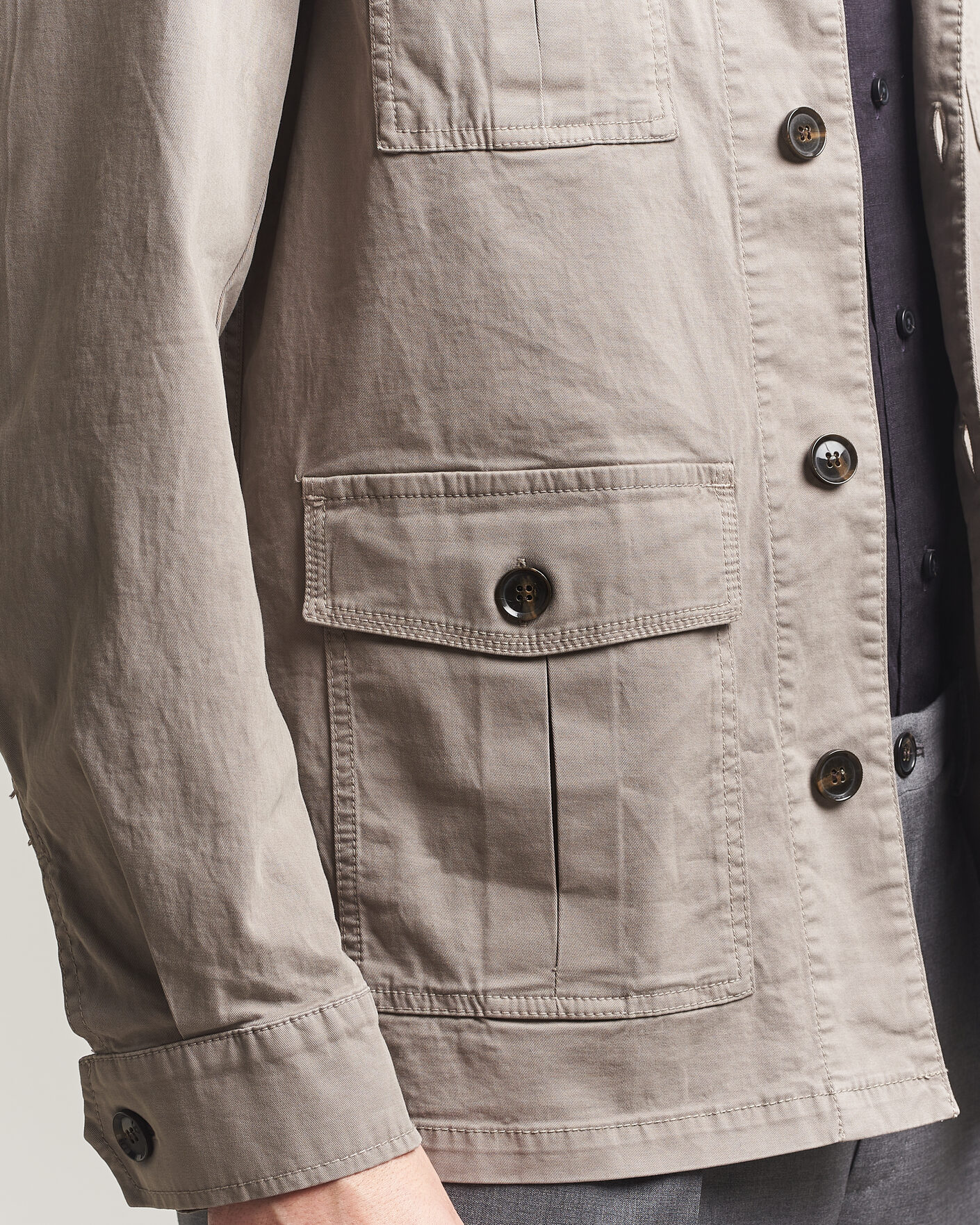 Men | Shirts | Oscar Jacobson | Safari Cotton Shirt Jacket Grey