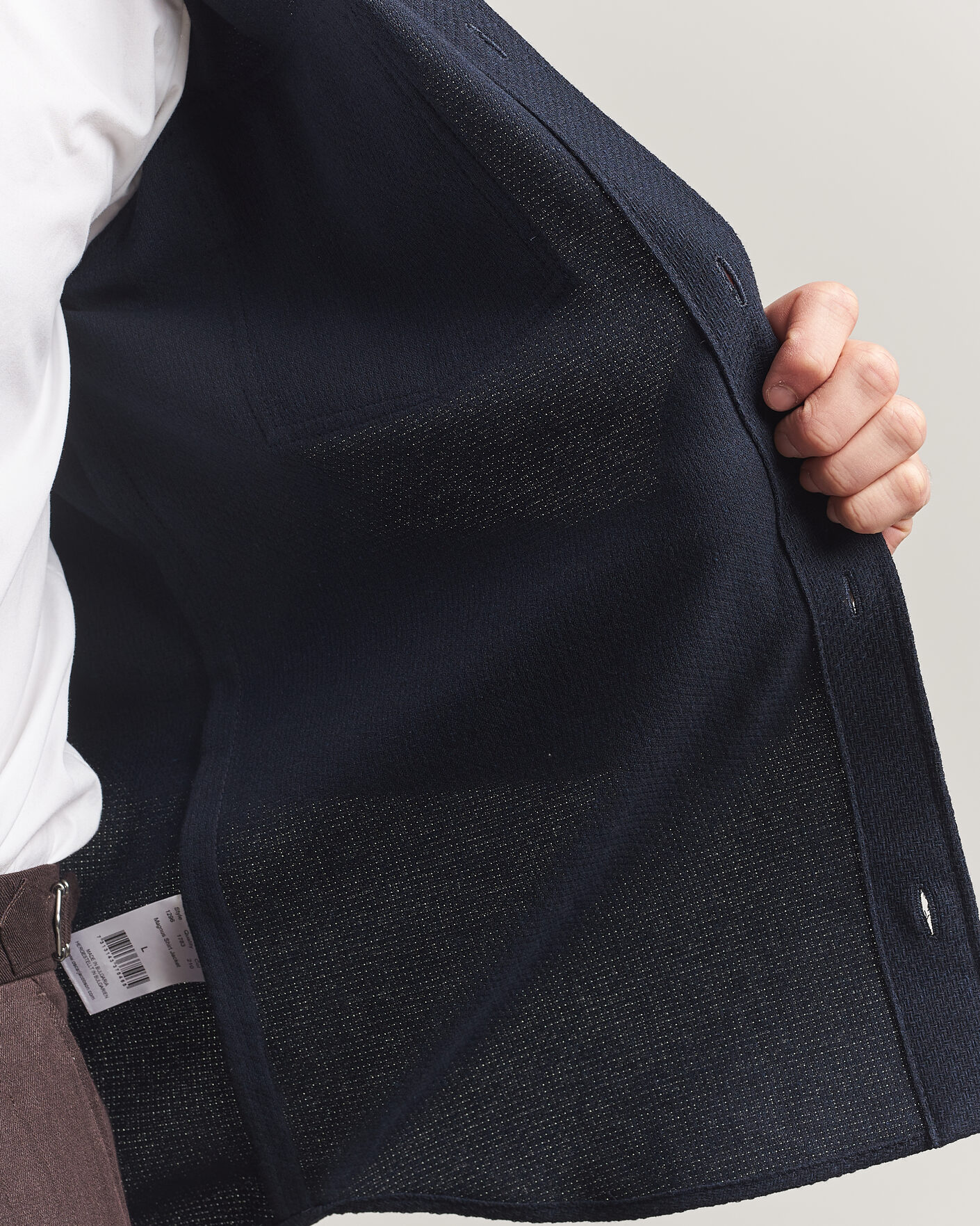 Men | Shirts | Oscar Jacobson | Magnus Structure Cotton Overshirt Navy