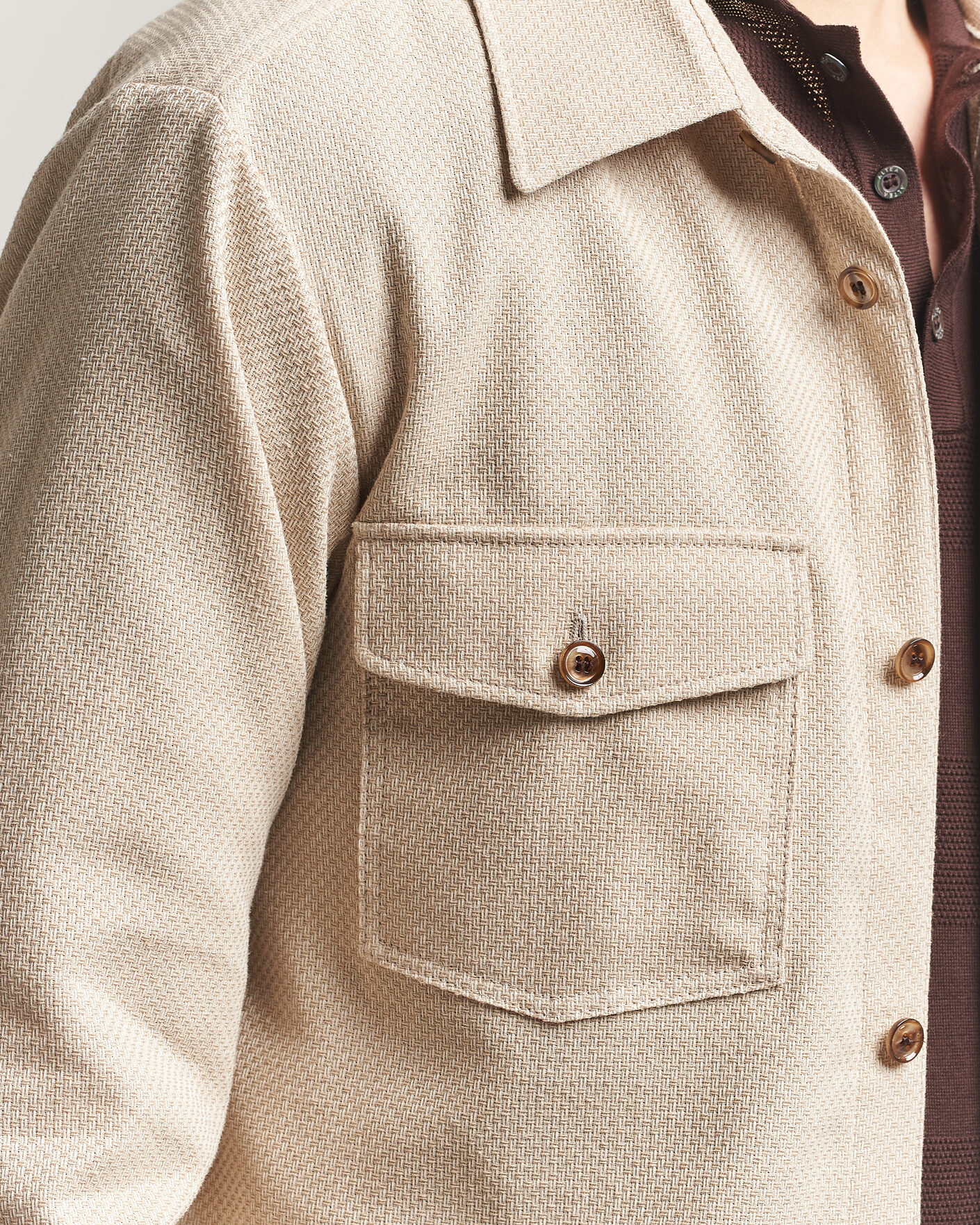 Men | Shirts | Oscar Jacobson | Magnus Structure Cotton Overshirt Beige