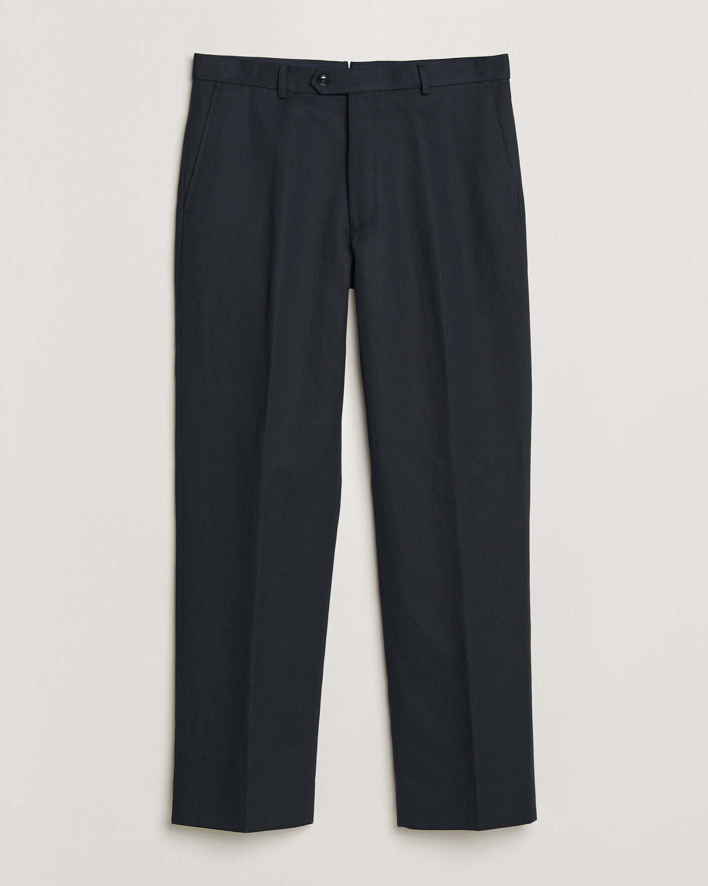 Men | Trousers | Oscar Jacobson | Del Cotton/Linen Trousers Navy
