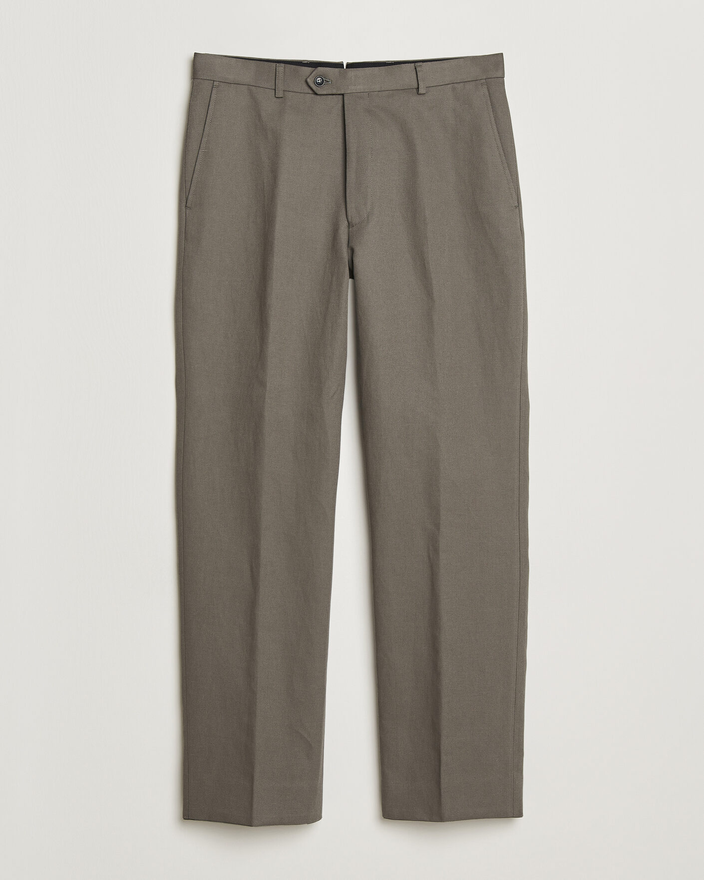 Men | Trousers | Oscar Jacobson | Del Cotton/Linen Trousers Olive