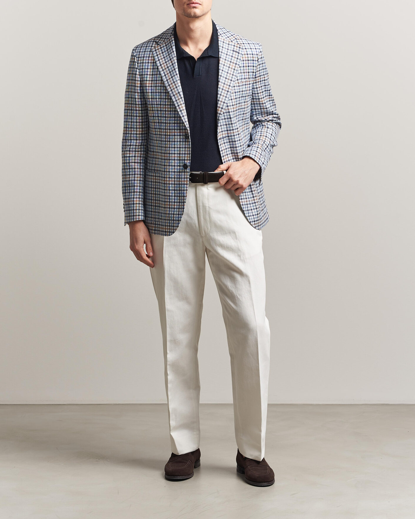 Men | Trousers | Oscar Jacobson | Del Cotton/Linen Trousers White