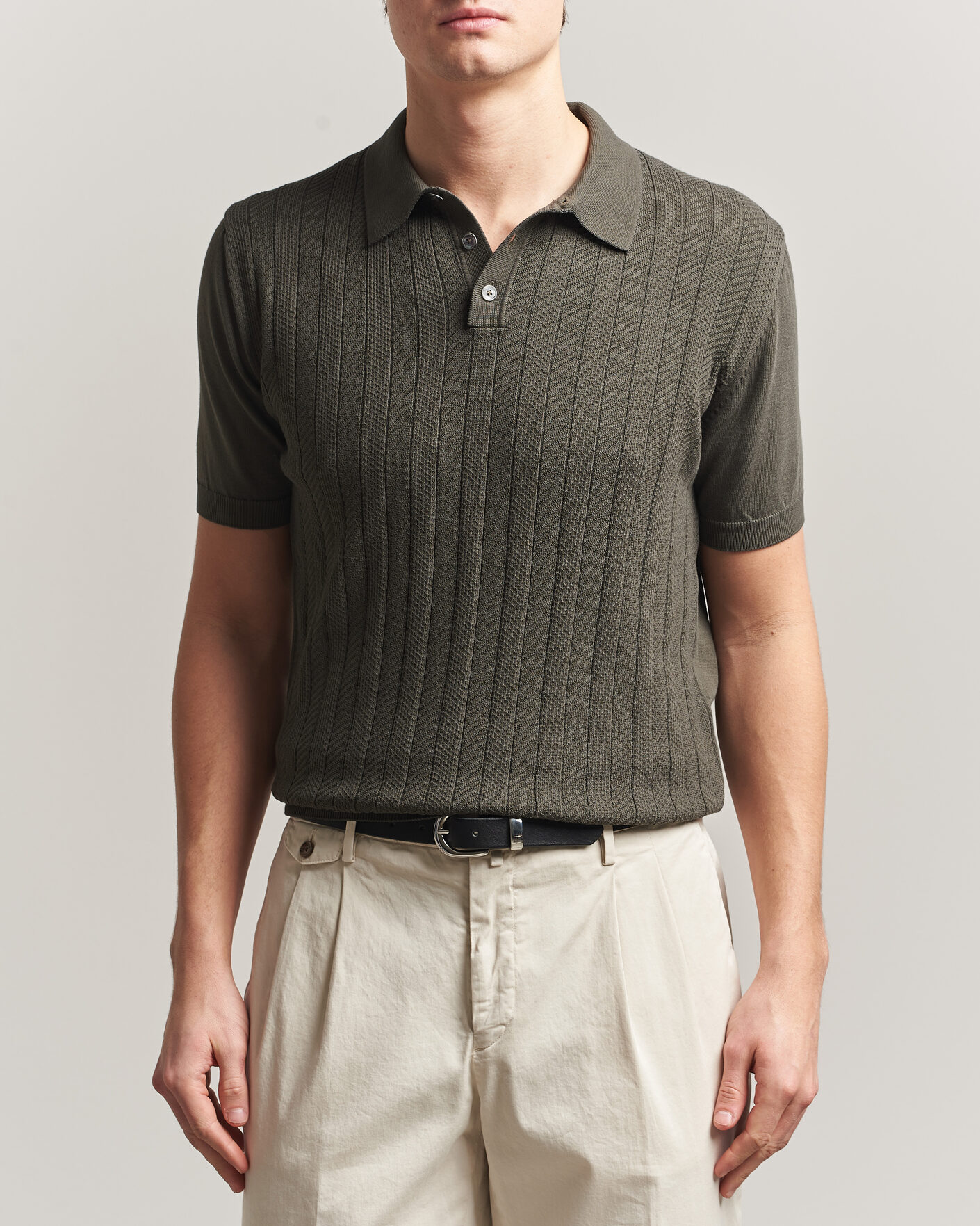 Men | Polo Shirts | Oscar Jacobson | Barto Structured Cotton Polo Green