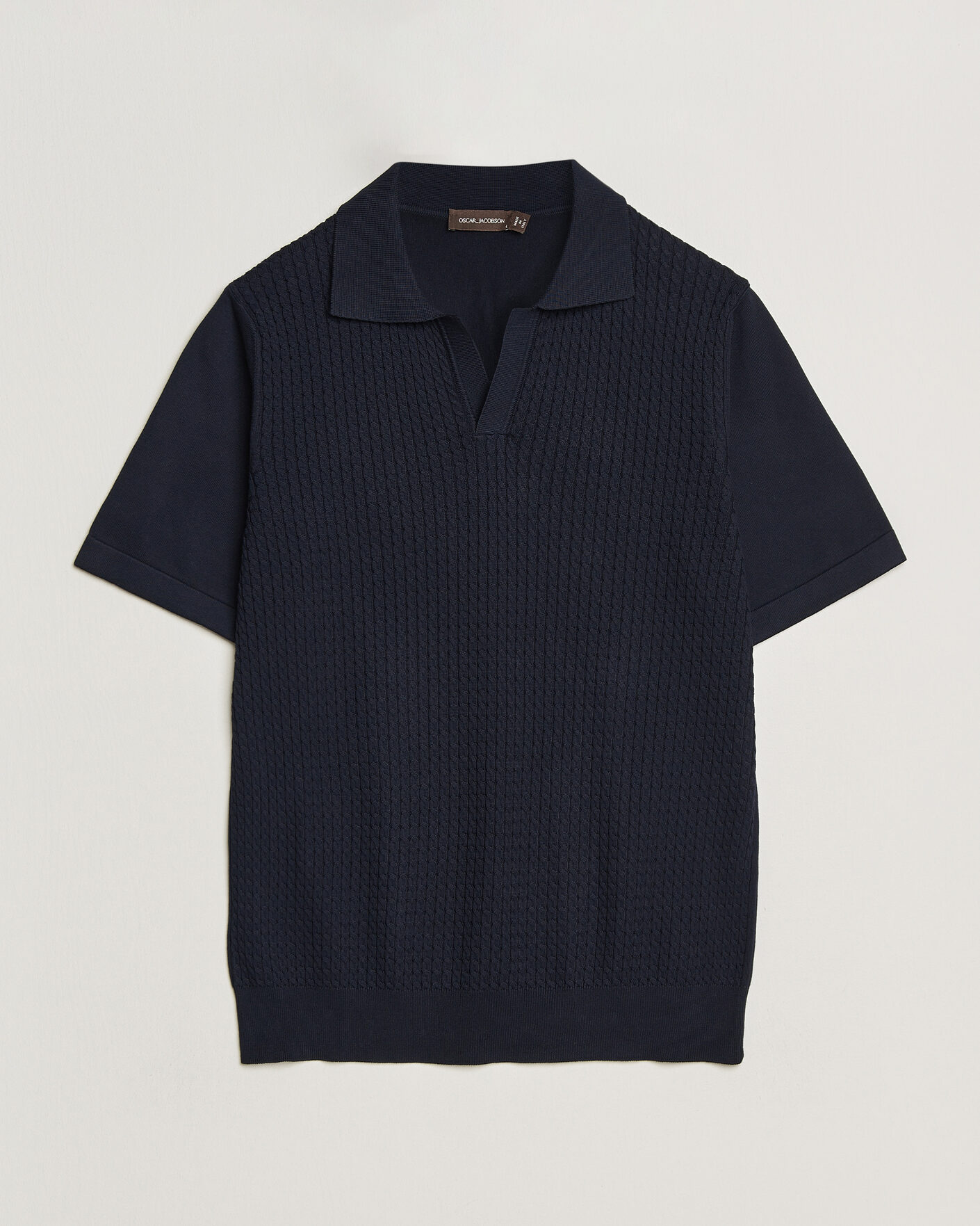 Men | Polo Shirts | Oscar Jacobson | Alf Structured Cotton Polo Navy
