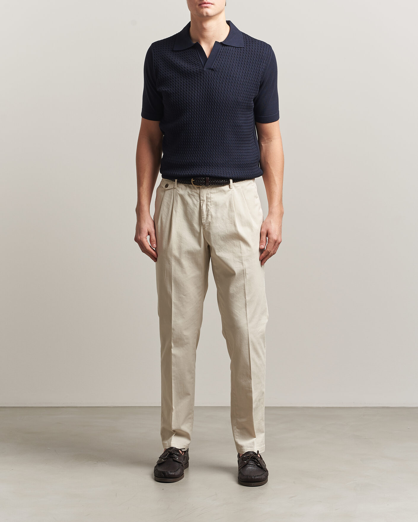 Men | Polo Shirts | Oscar Jacobson | Alf Structured Cotton Polo Navy