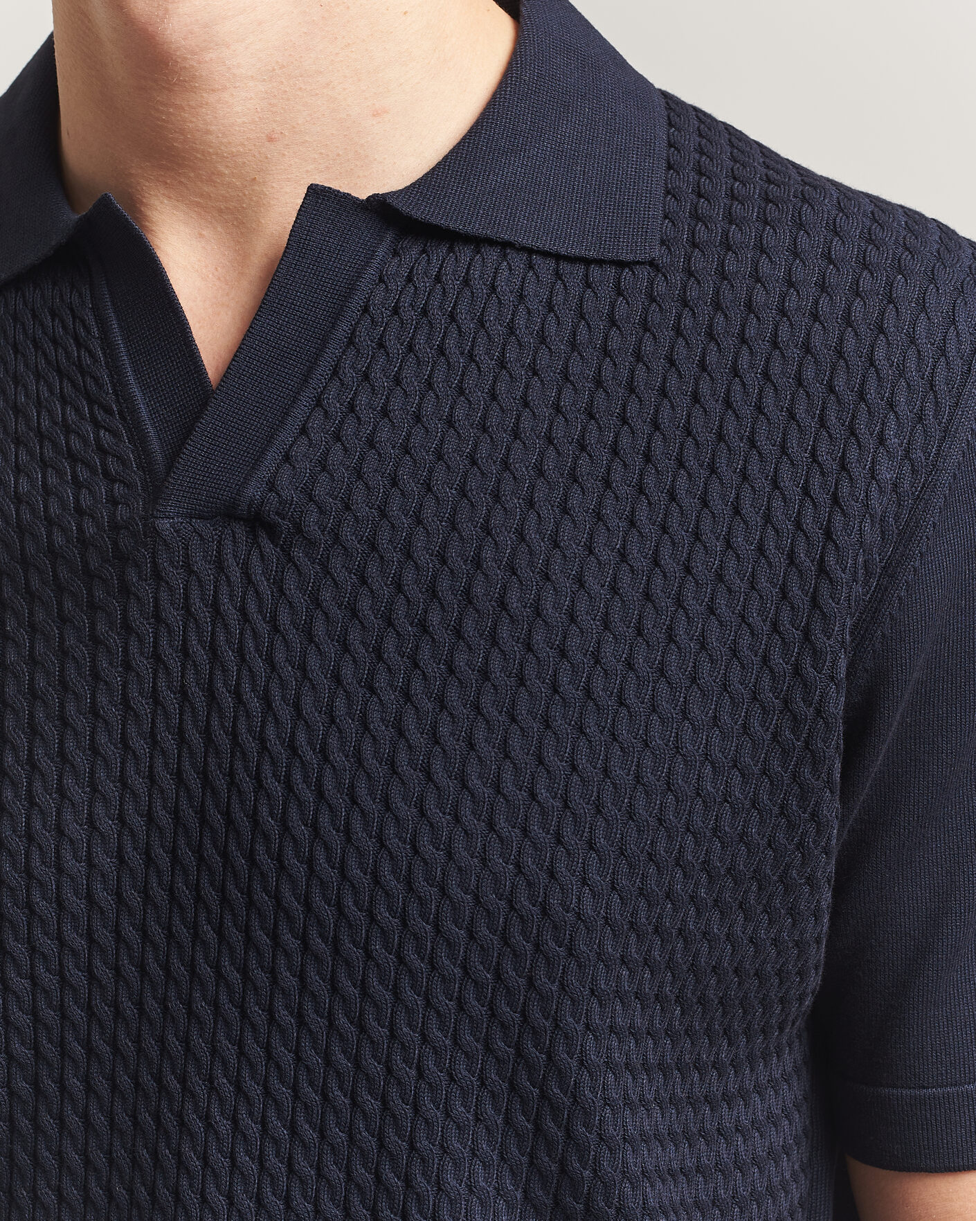 Men | Polo Shirts | Oscar Jacobson | Alf Structured Cotton Polo Navy
