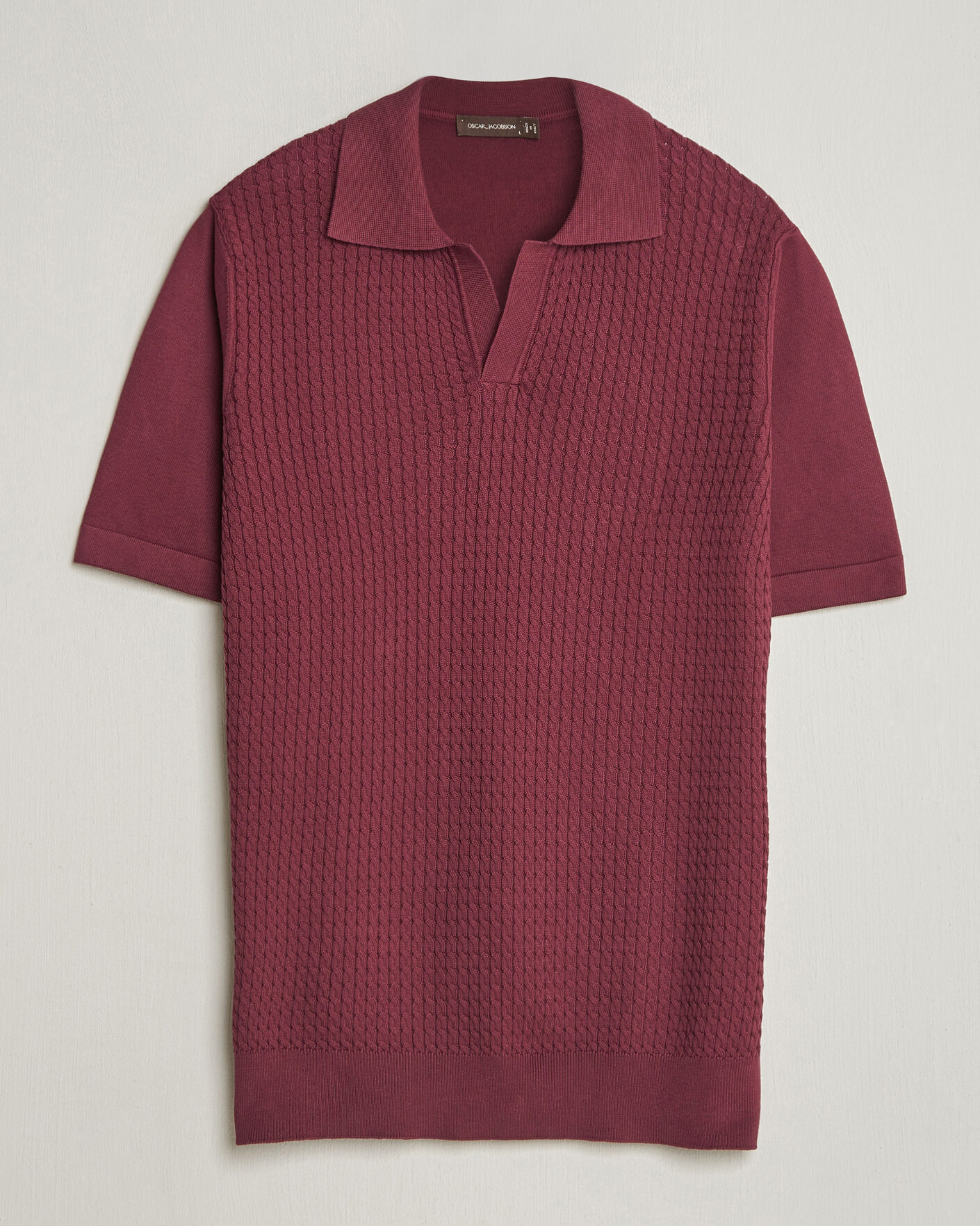Oscar Jacobson メンズ ポロシャツ Sサイズ Oscar Jacobson Alf Structured Cotton Polo Wine Red at CareOfCarl.com