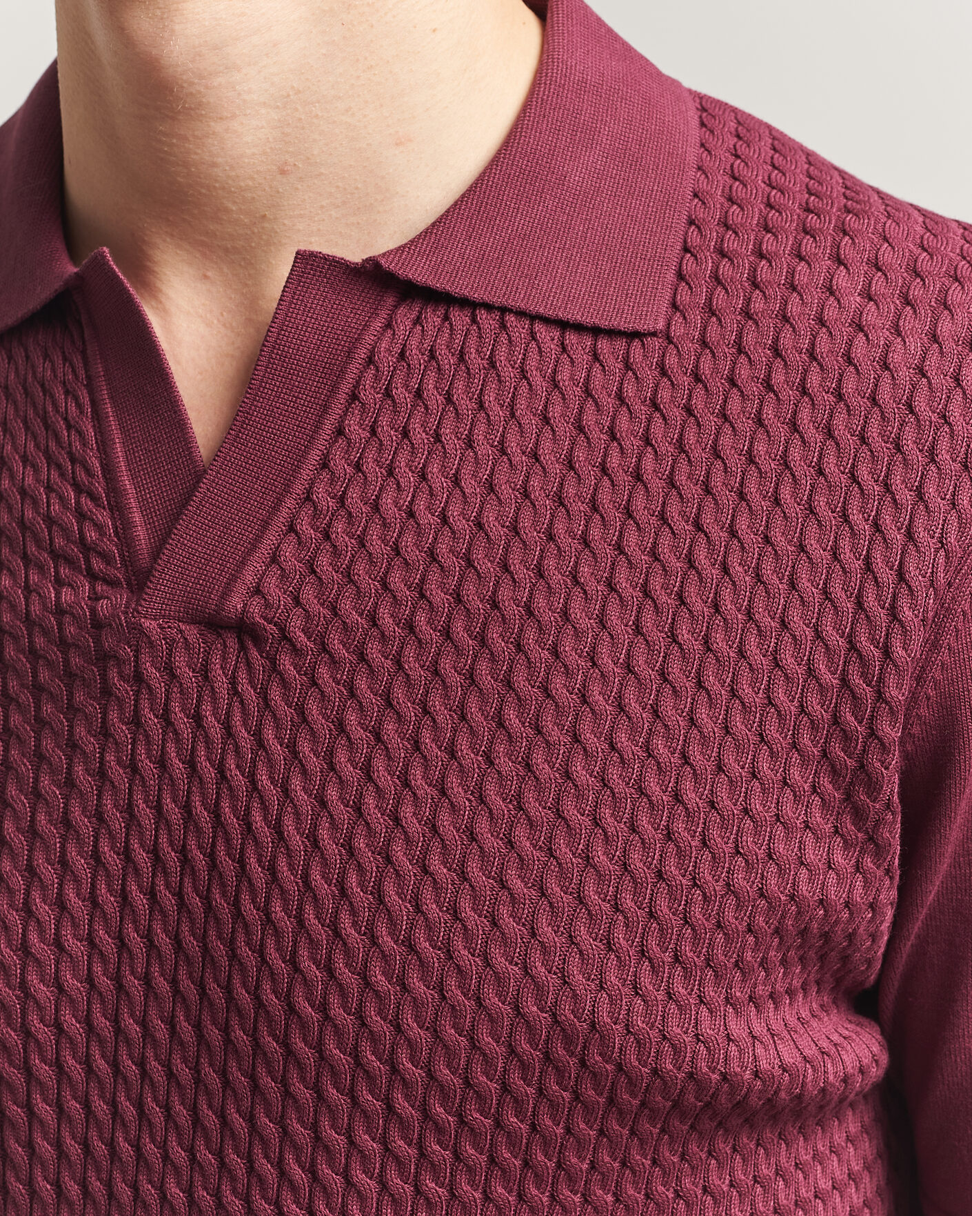 Men | Polo Shirts | Oscar Jacobson | Alf Structured Cotton Polo Wine Red