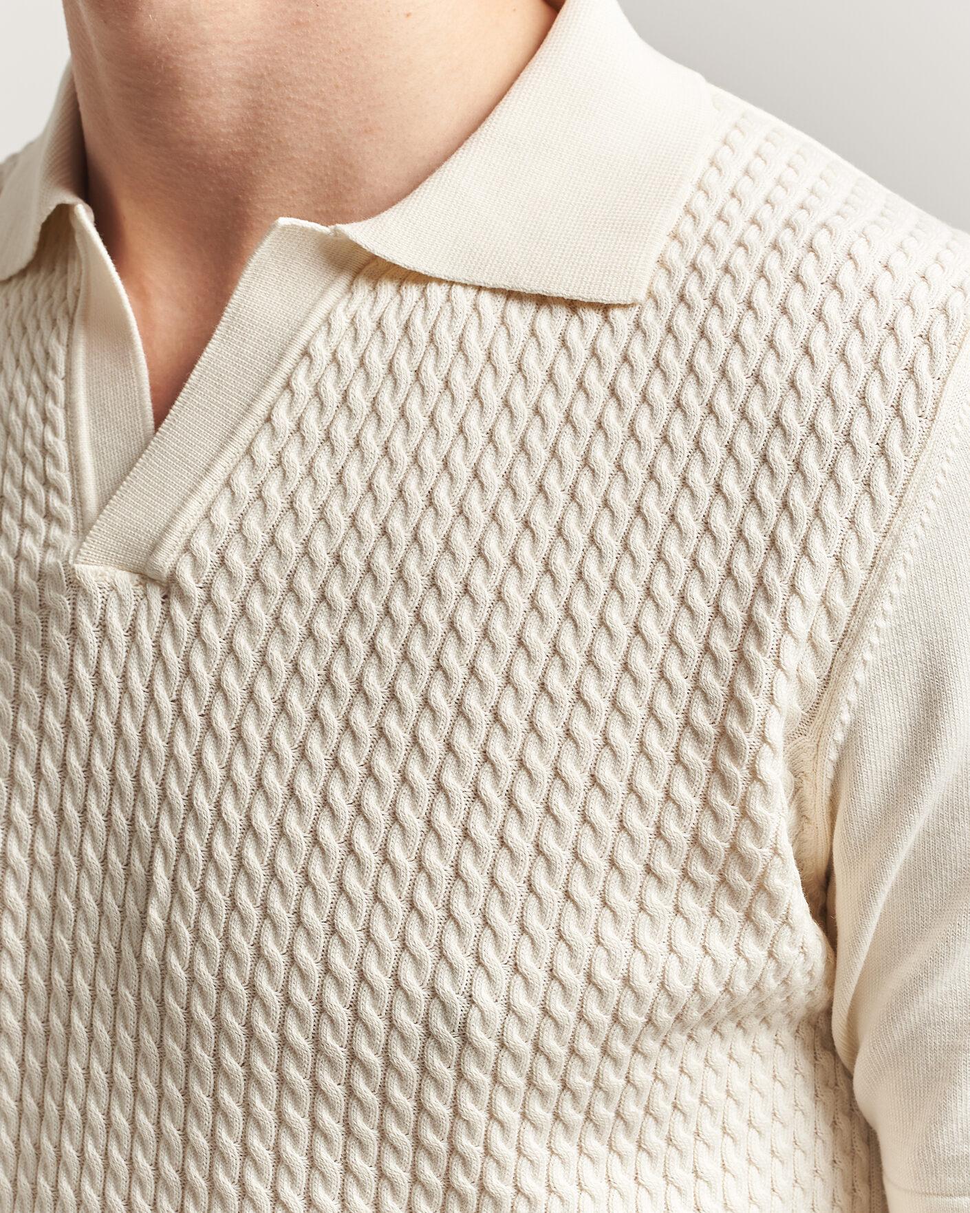 Men | Polo Shirts | Oscar Jacobson | Alf Structured Cotton Polo Off White