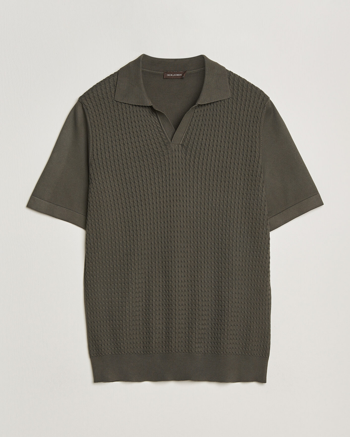 Men | Polo Shirts | Oscar Jacobson | Alf Structured Cotton Polo Green