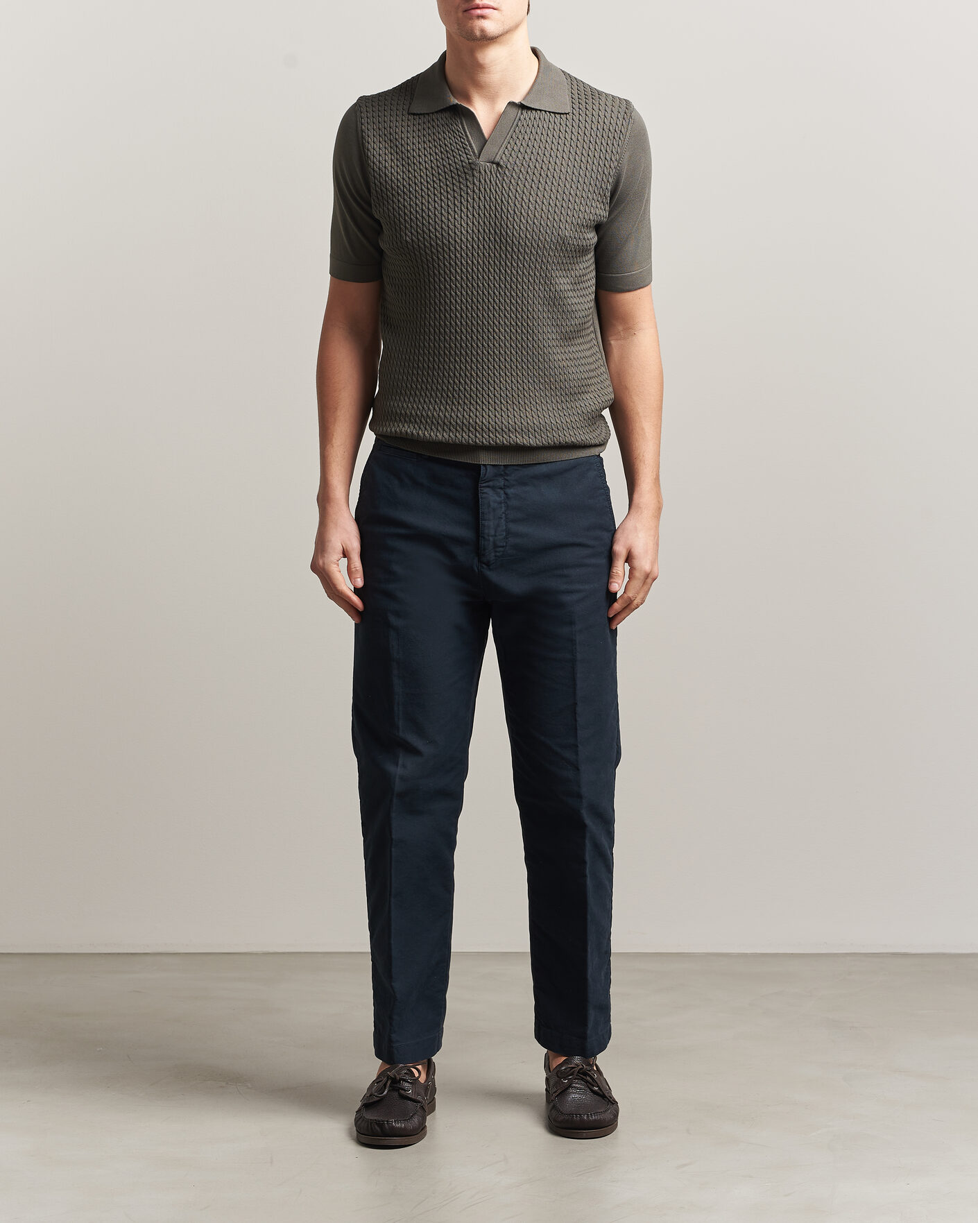 Men | Polo Shirts | Oscar Jacobson | Alf Structured Cotton Polo Green