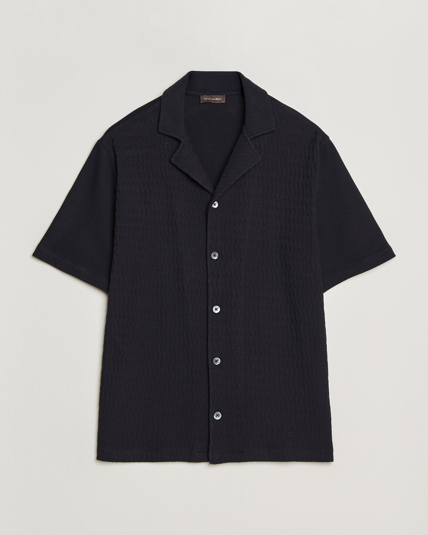 Men | Shirts | Oscar Jacobson | Kirk Knitted Short Sleeve Shirt Navy