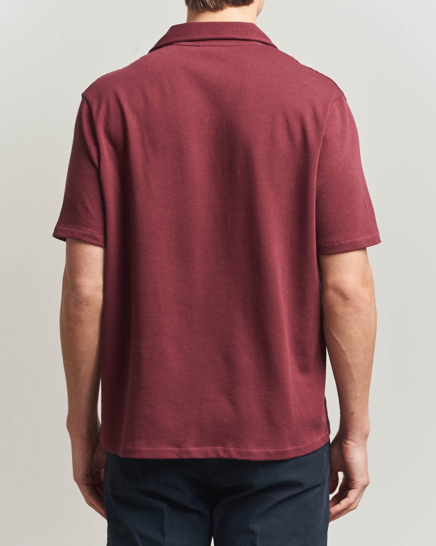Oscar Jacobson Kirk Knitted Short Sleeve Shirt Wine Red at