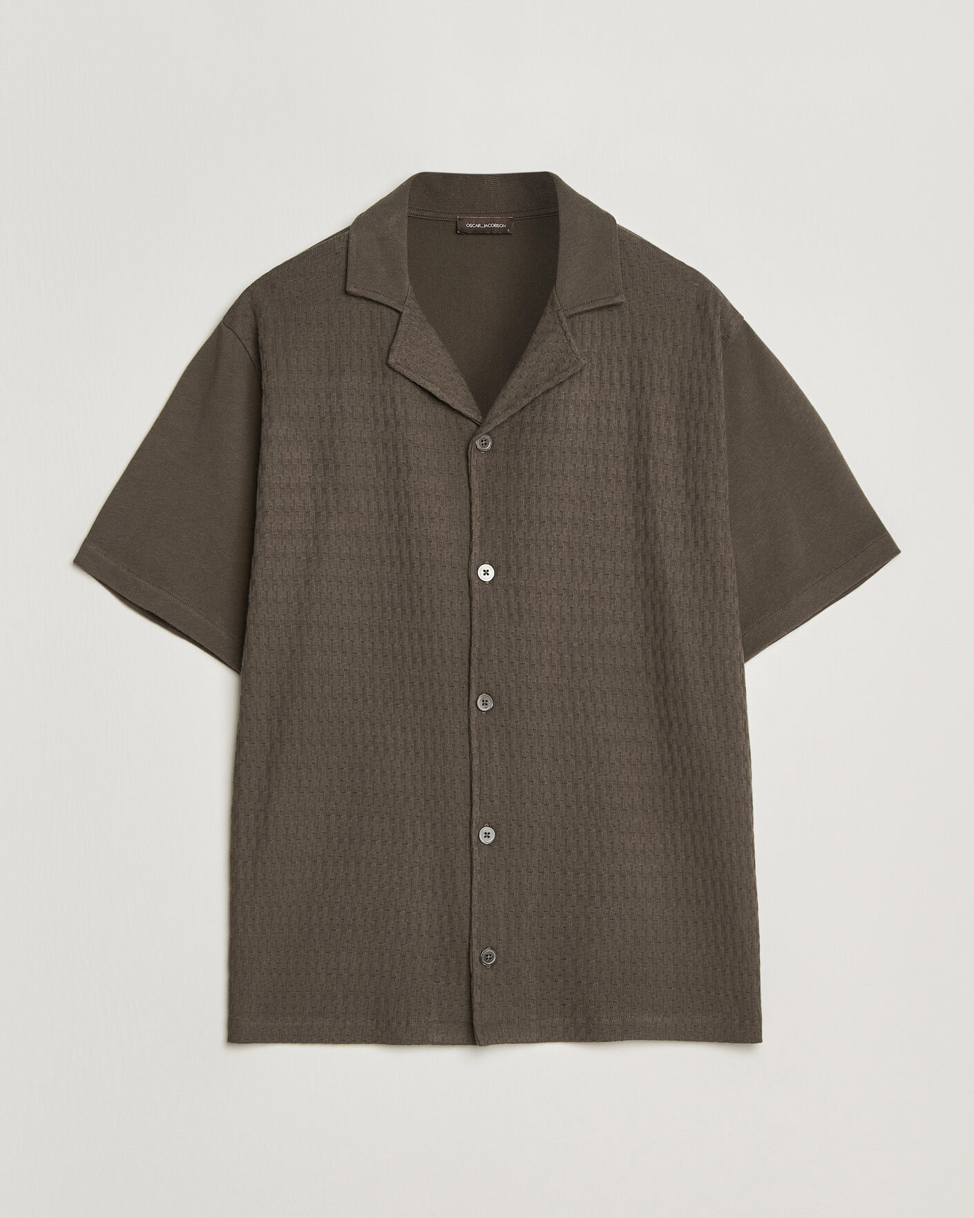 Men | Shirts | Oscar Jacobson | Kirk Knitted Short Sleeve Shirt Green