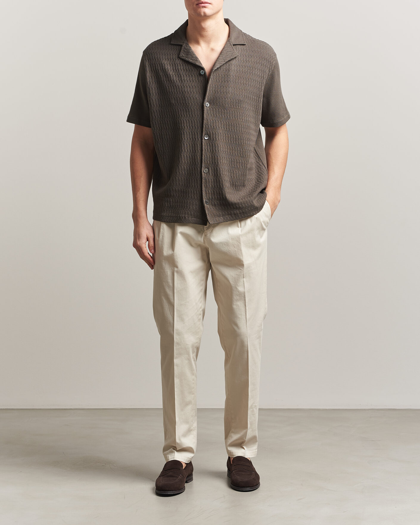 Oscar Jacobson Kirk Knitted Short Sleeve Shirt Green at CareOfCarl.com