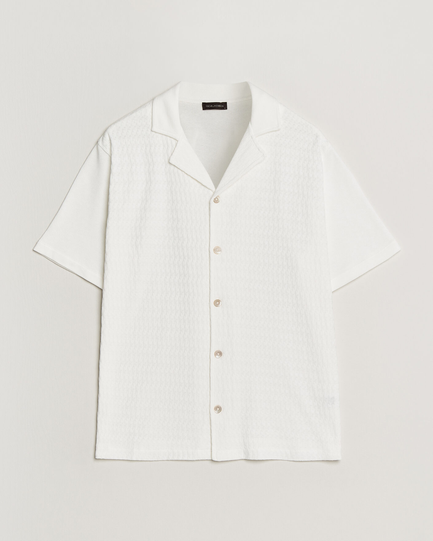 Men | Shirts | Oscar Jacobson | Kirk Knitted Short Sleeve Shirt Snow White