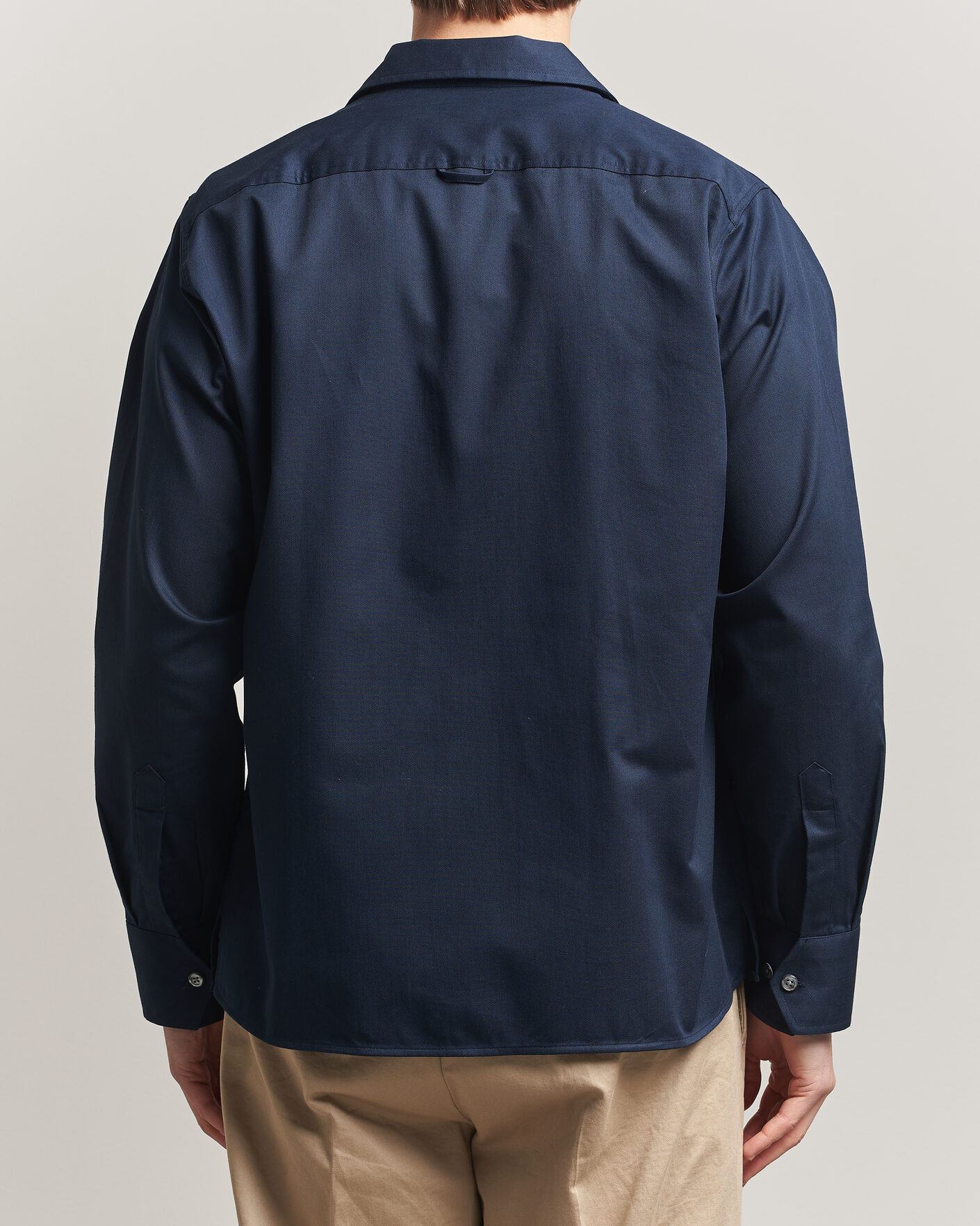 Men | Shirts | Oscar Jacobson | Straight Fit Bowling Collar Cotton Shirt Navy