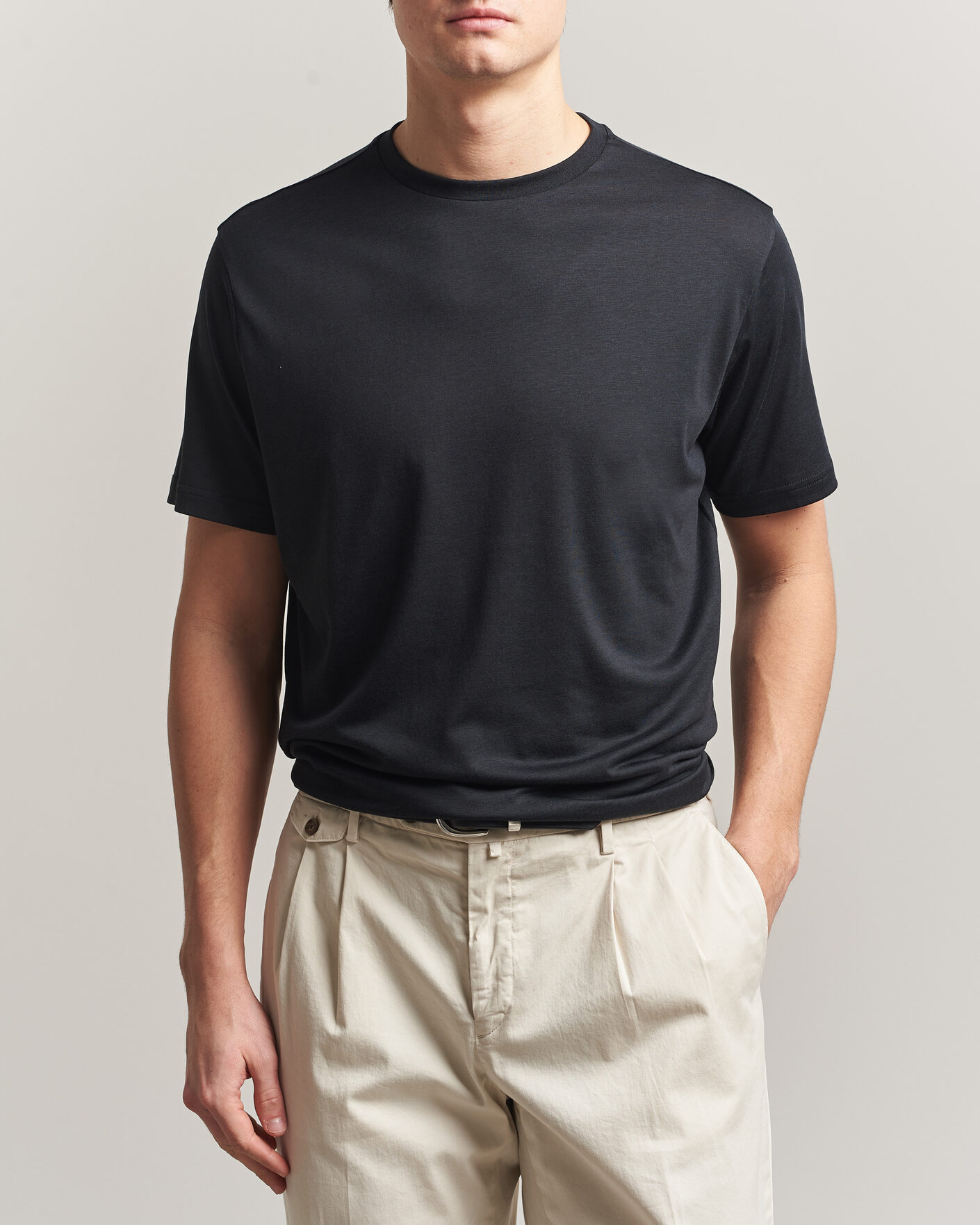 Men | T-Shirts | Oscar Jacobson | Kim Lyocel/Cotton T-Shirt Black