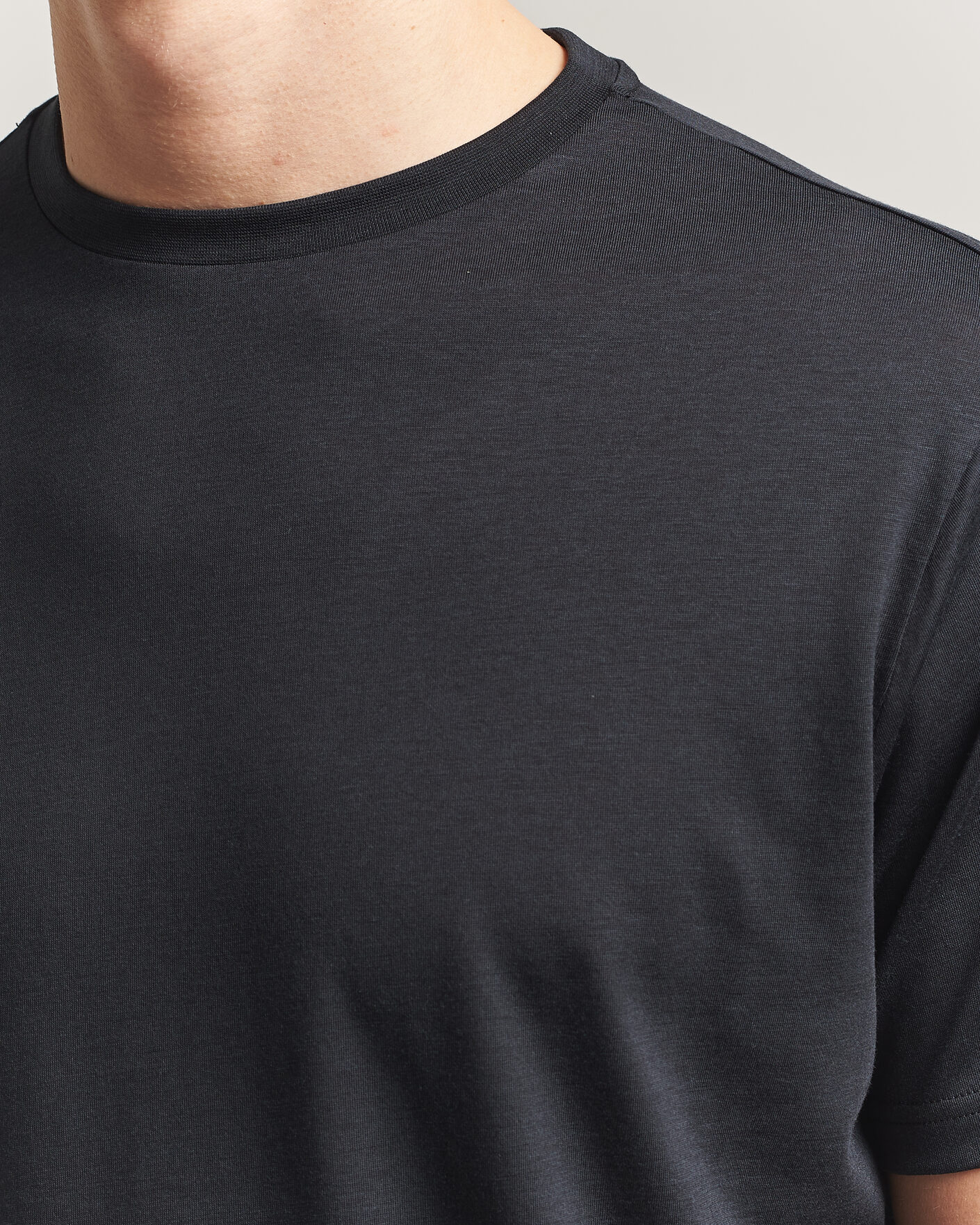 Men | T-Shirts | Oscar Jacobson | Kim Lyocel/Cotton T-Shirt Black