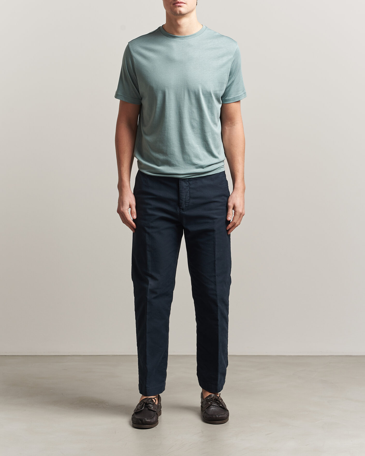 Men | T-Shirts | Oscar Jacobson | Kim Lyocel/Cotton T-Shirt Soft Green
