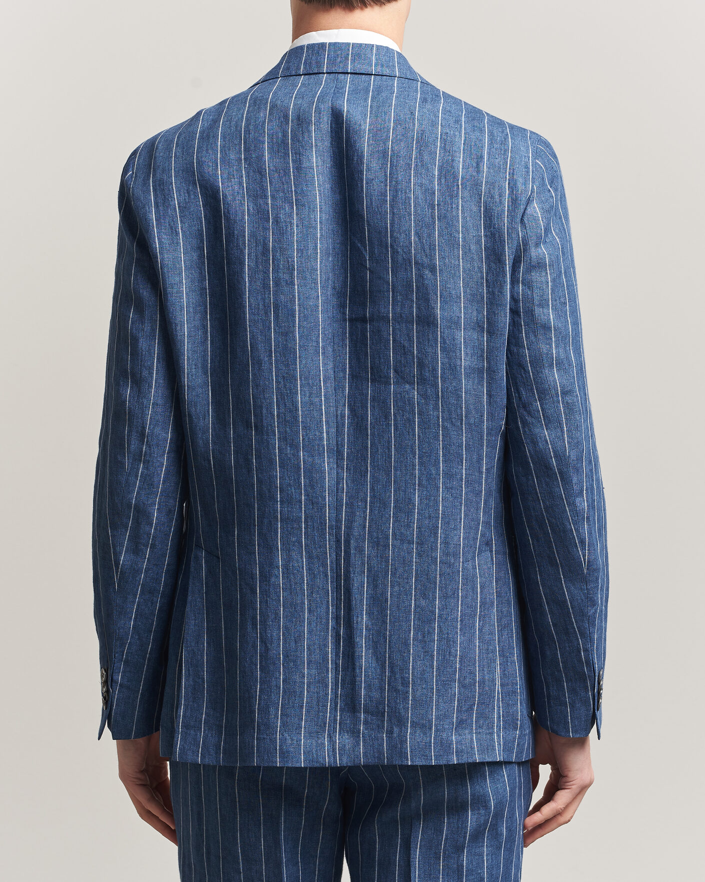 Men | Blazers | Oscar Jacobson | Farrys Patch Striped Linen Blazer Blue