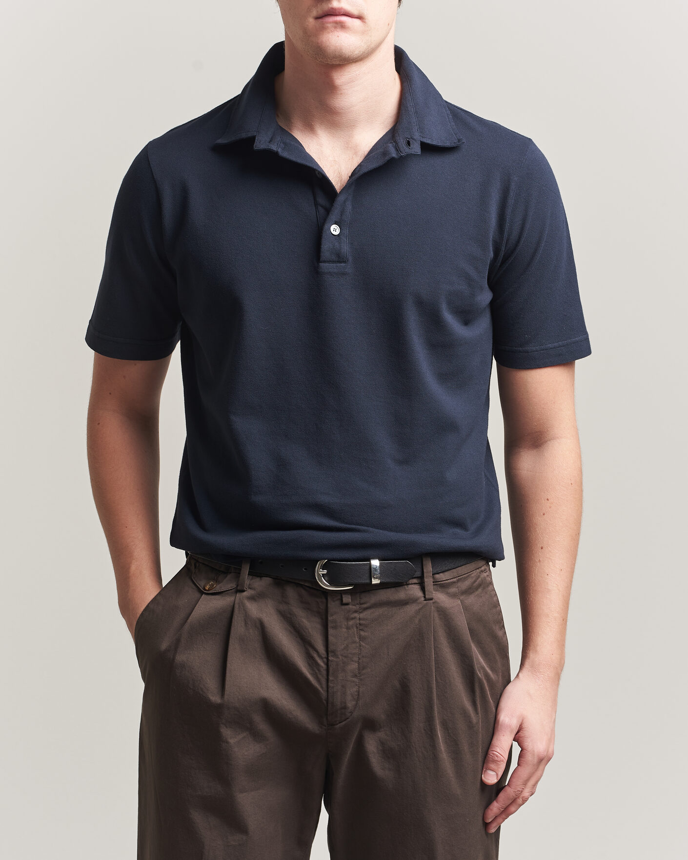 Men | Polo Shirts | Zanone | Soft Cotton Piquet Polo Navy
