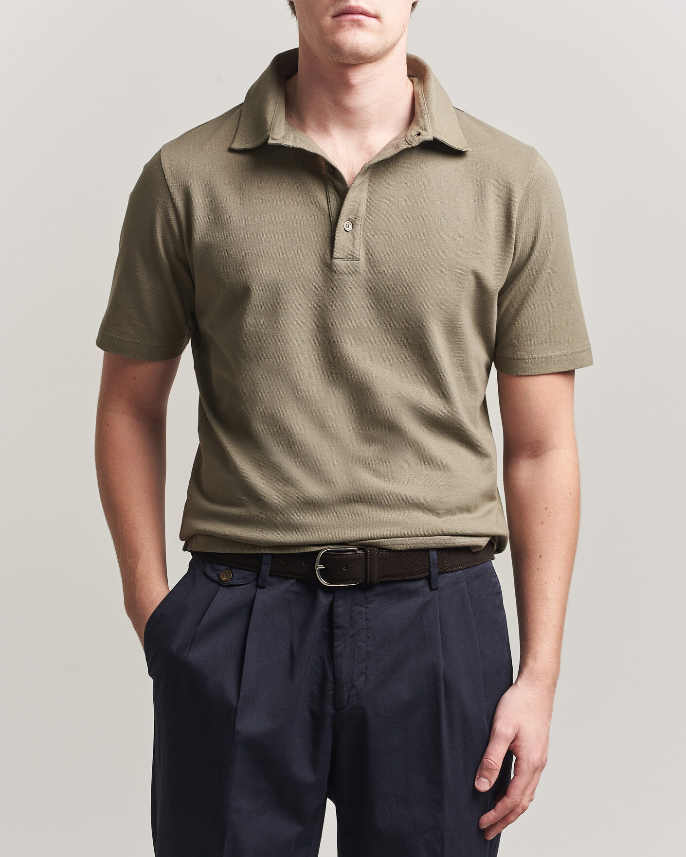 Men | Polo Shirts | Zanone | Soft Cotton Piquet Polo Taupe