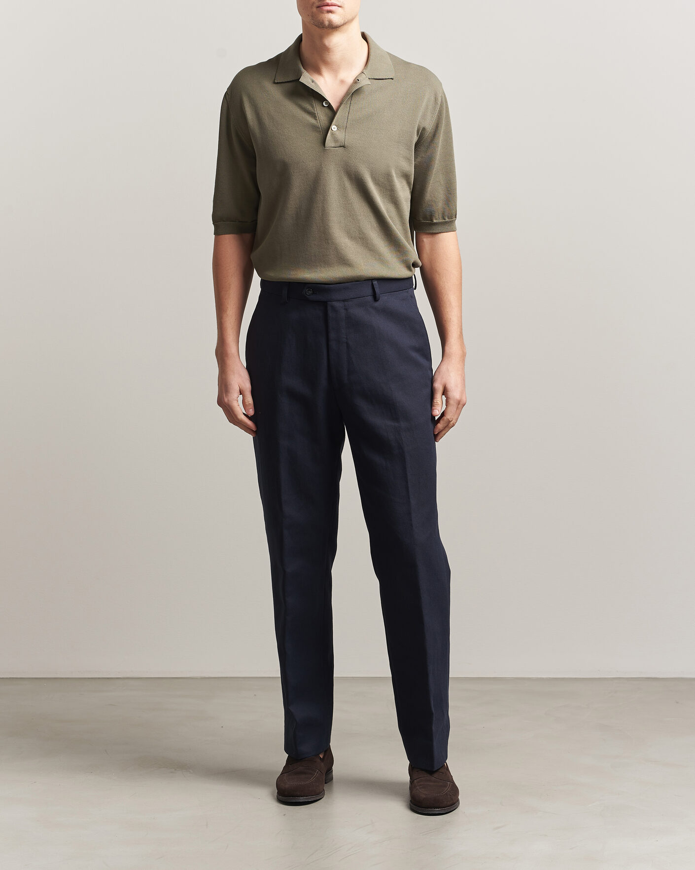 Men | Polo Shirts | Zanone | Knitted Cotton Polo Olive