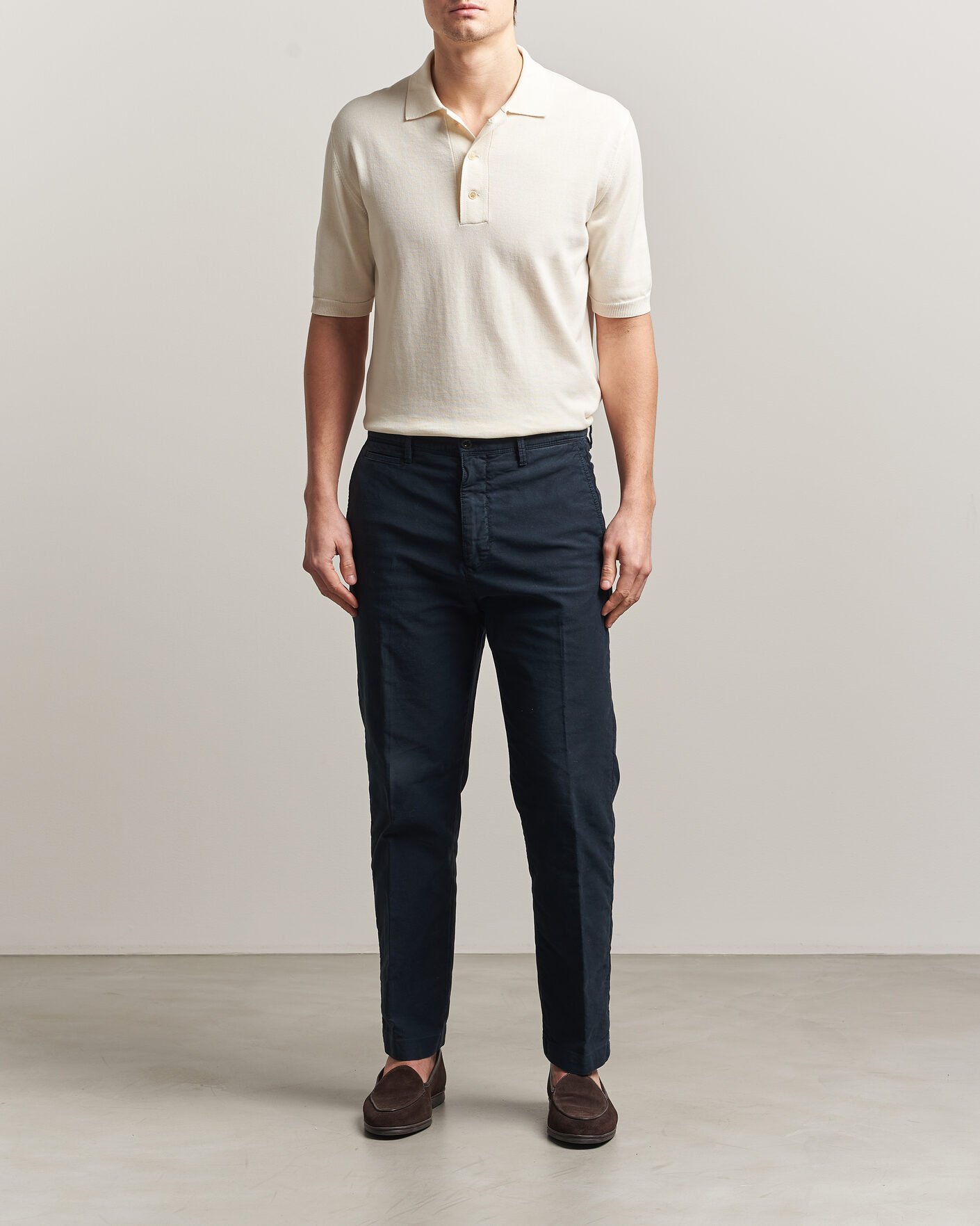 Men | Polo Shirts | Zanone | Knitted Cotton Polo Off White