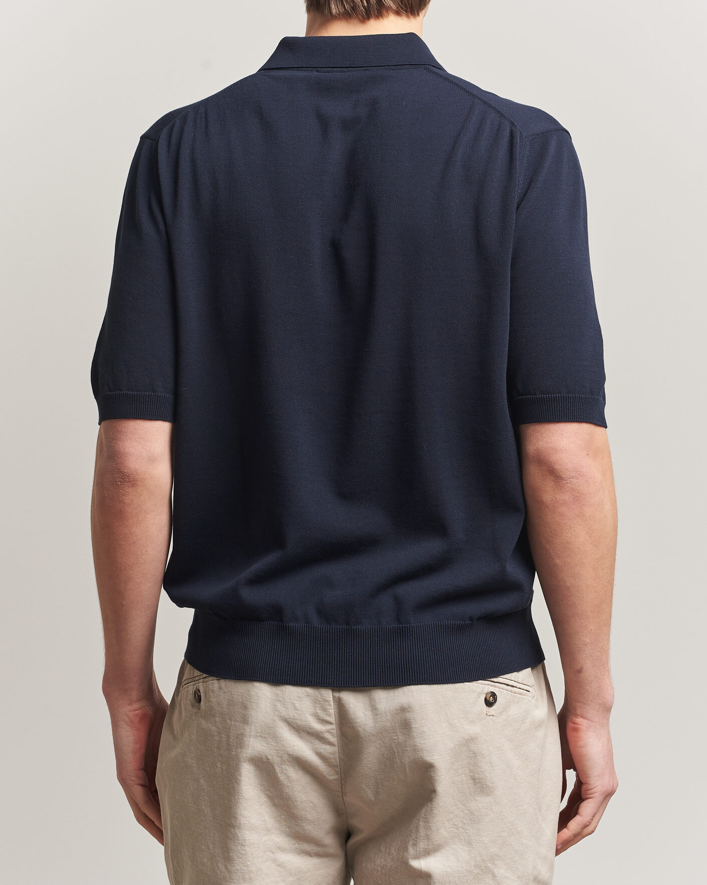 Men | Polo Shirts | Zanone | Knitted Cotton Polo Navy