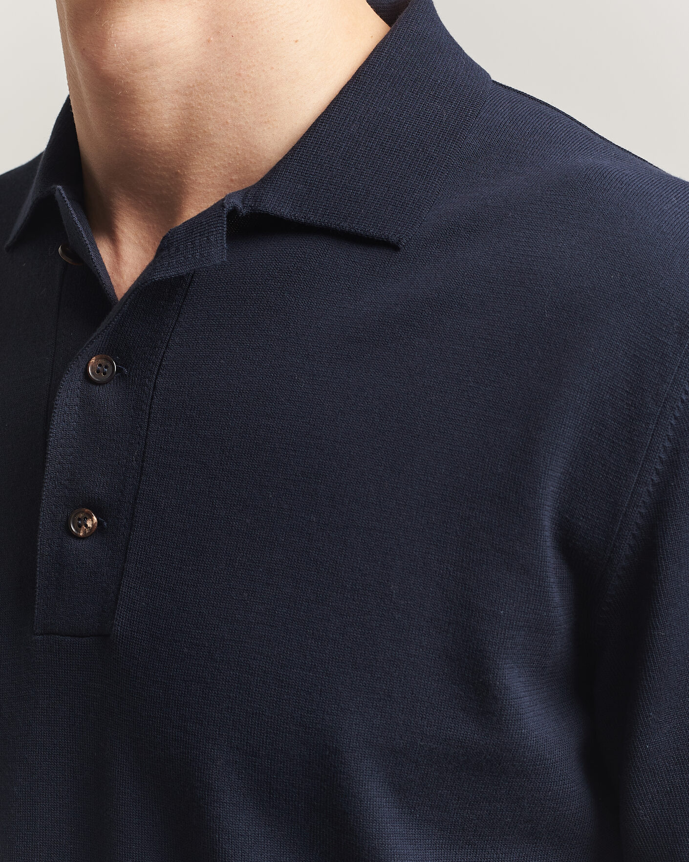 Men | Polo Shirts | Zanone | Knitted Cotton Polo Navy