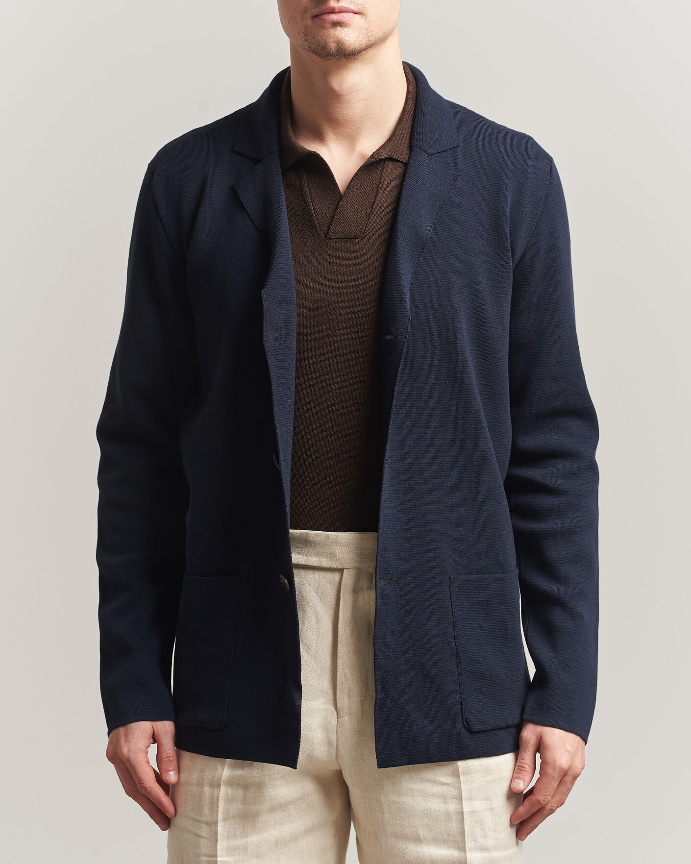 Men | Blazers | Zanone | Knitted Cotton Blazer Navy