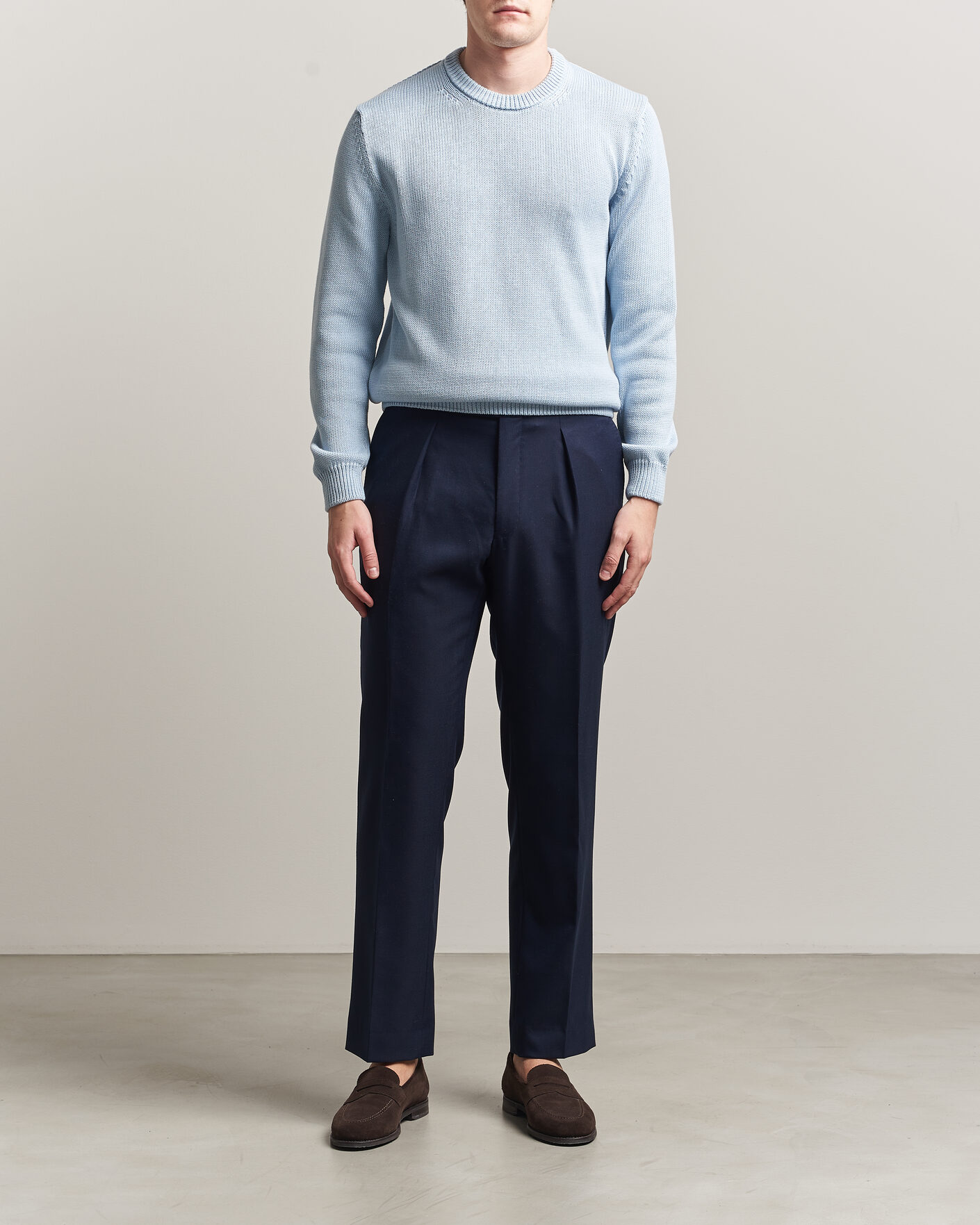 Men | Sweaters & Knitwear | Zanone | Soft Cotton Crew Neck Sweater Sky Blue