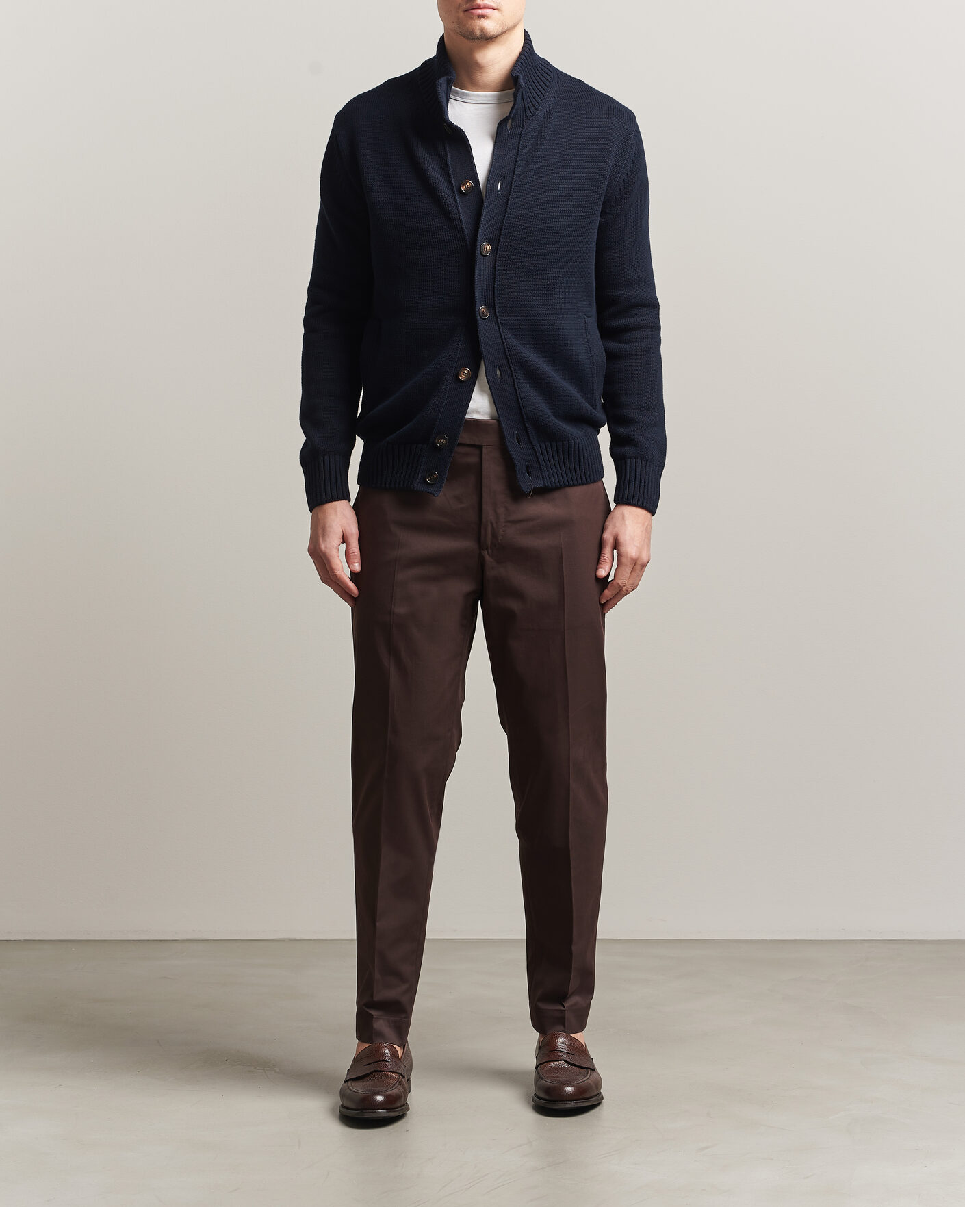 Zanone Soft Cotton Chioto Cardigan Navy at CareOfCarl.com