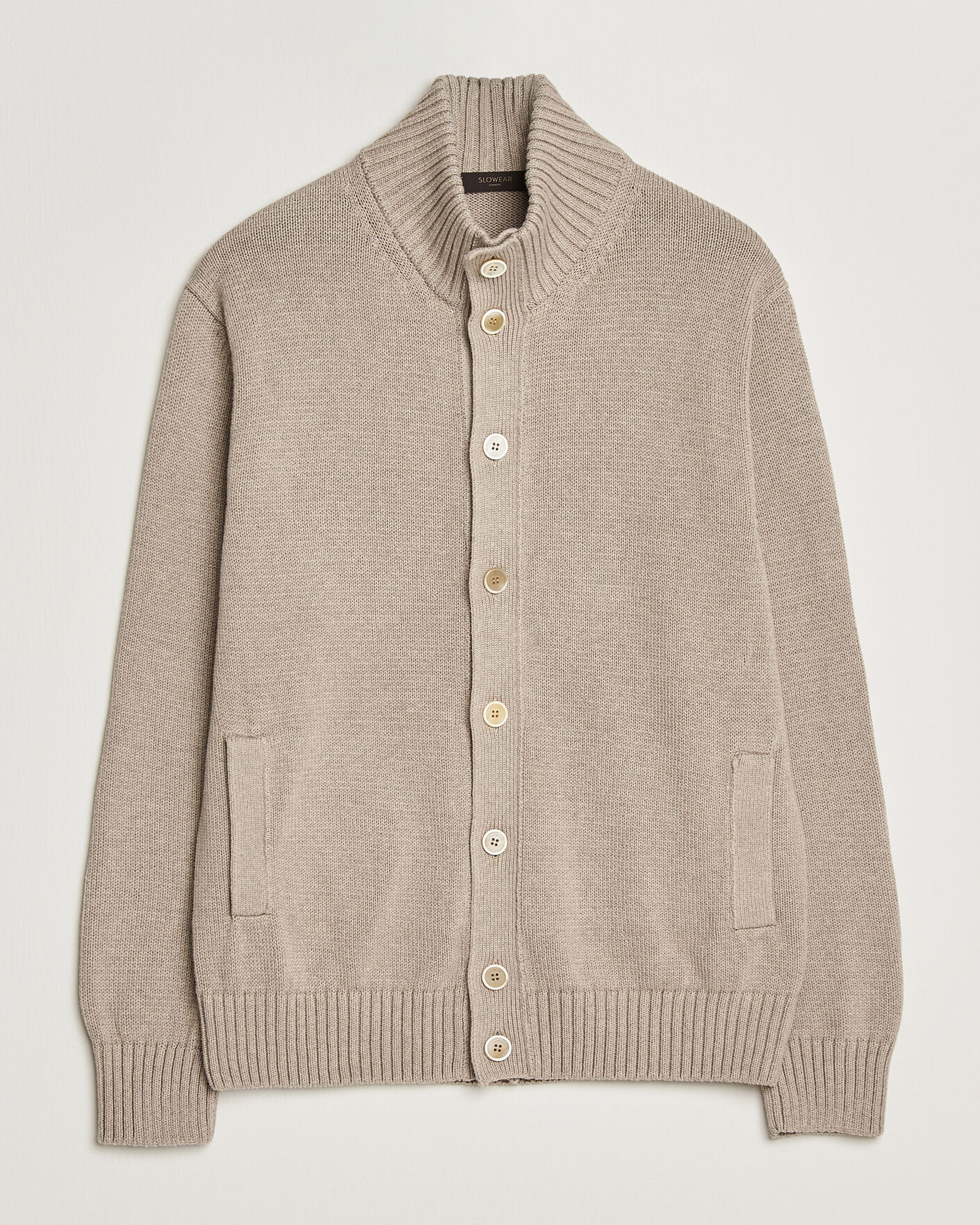Zanone Soft Cotton Chioto Cardigan Taupe at CareOfCarl.com