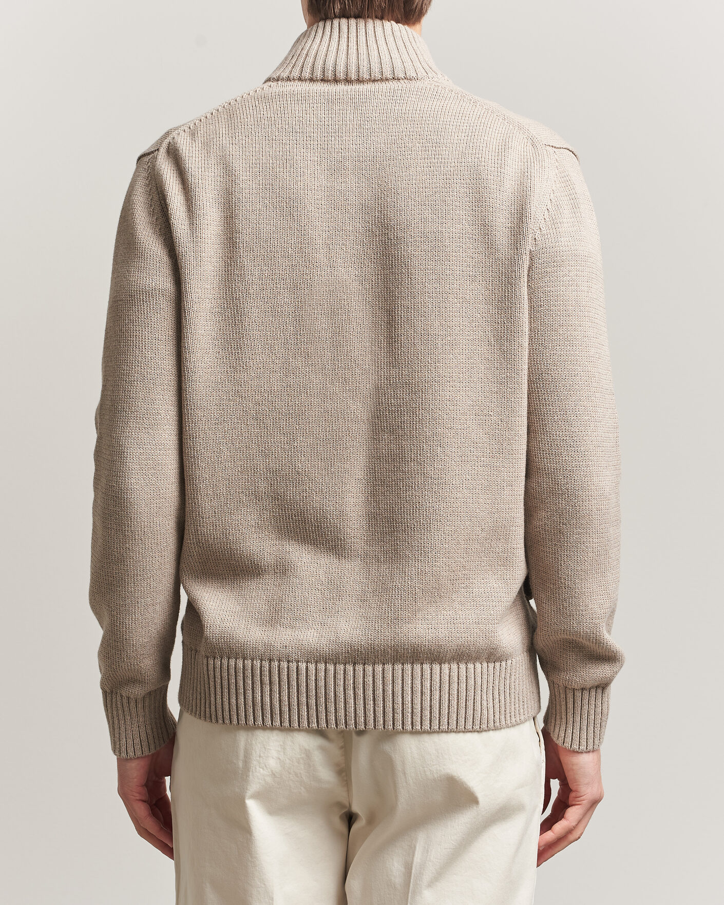 Zanone Soft Cotton Chioto Cardigan Taupe at CareOfCarl.com