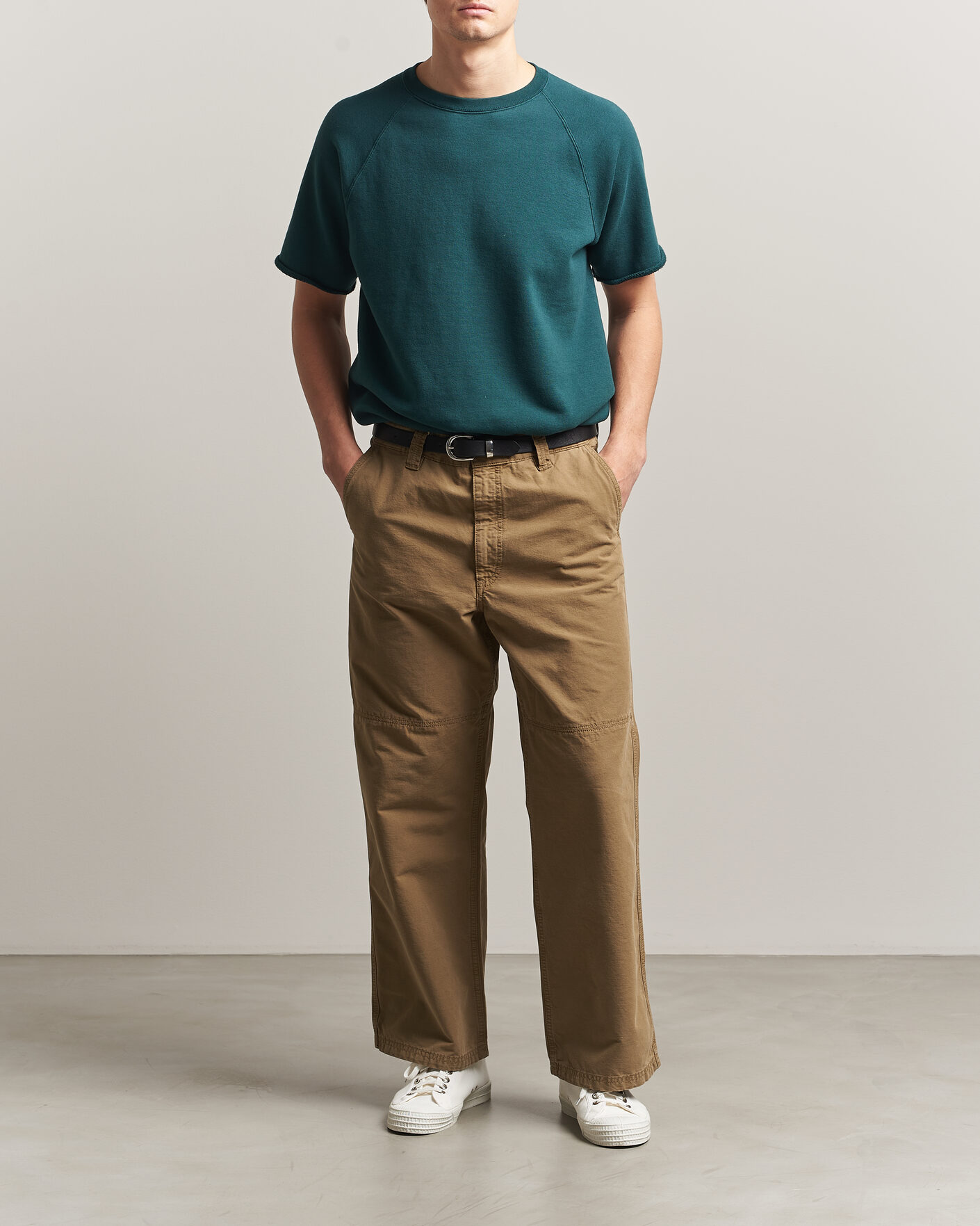 Men | T-Shirts | BEAMS PLUS | Short Sleeve Cut Off Sweat Dark Green