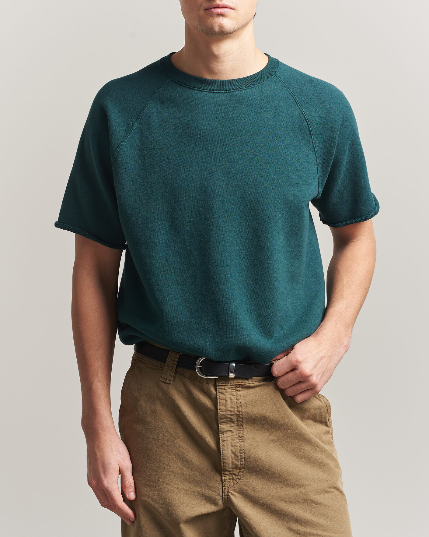 Men | T-Shirts | BEAMS PLUS | Short Sleeve Cut Off Sweat Dark Green